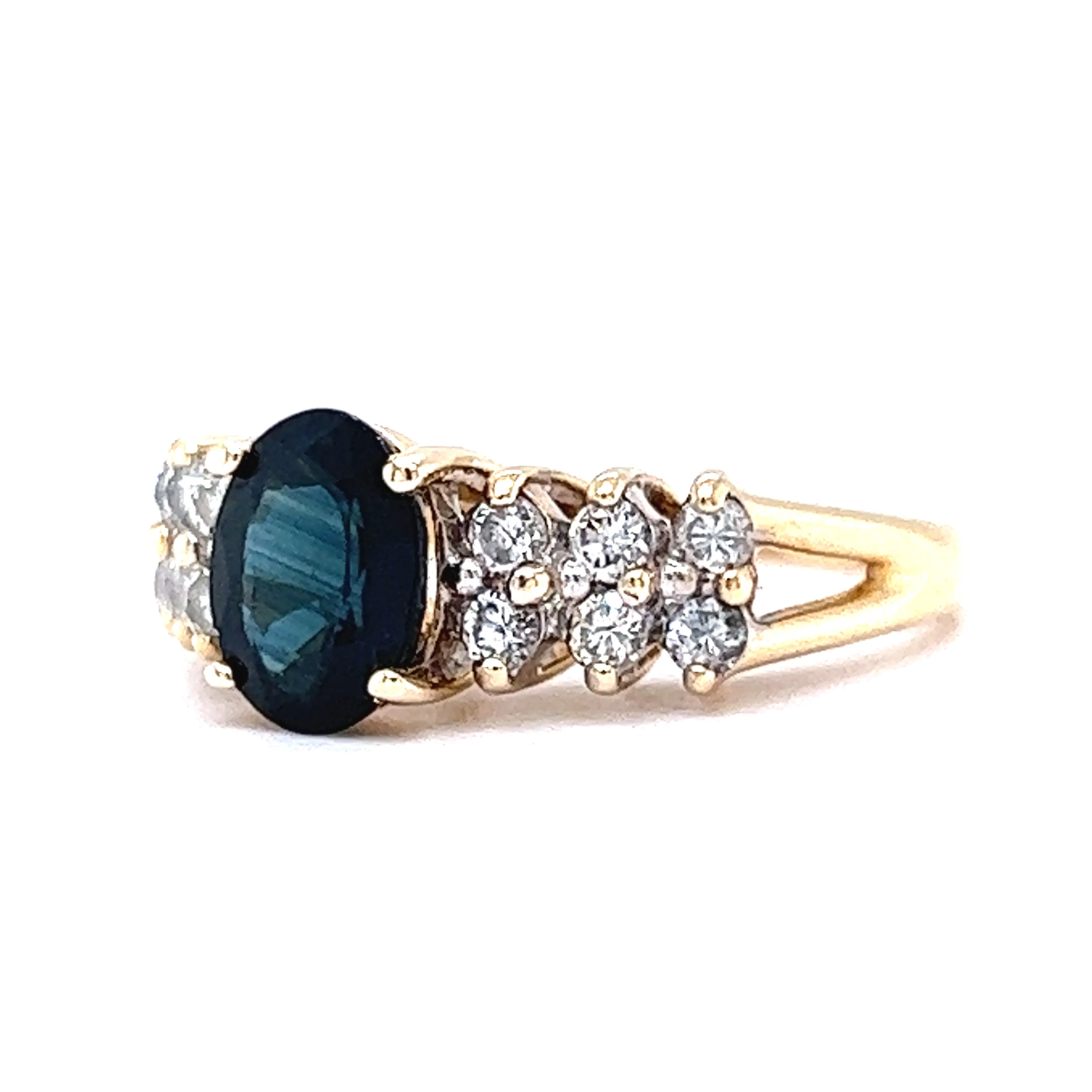 1.41 Oval Cut Sapphire Engagement Ring in 14k Yellow Gold - Image 2