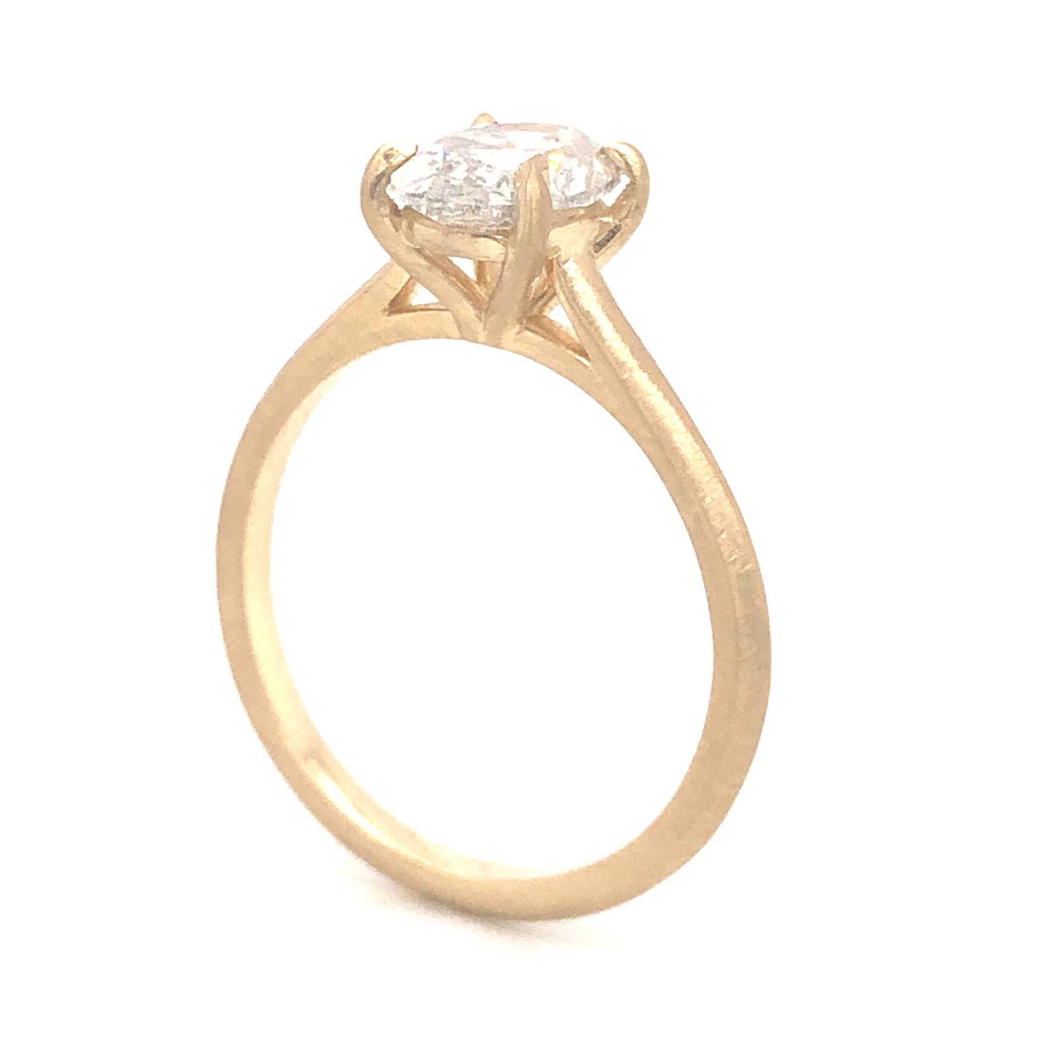 1.41 Rustic Oval Diamond Engagement Ring in 14k Yellow Gold - Image 5