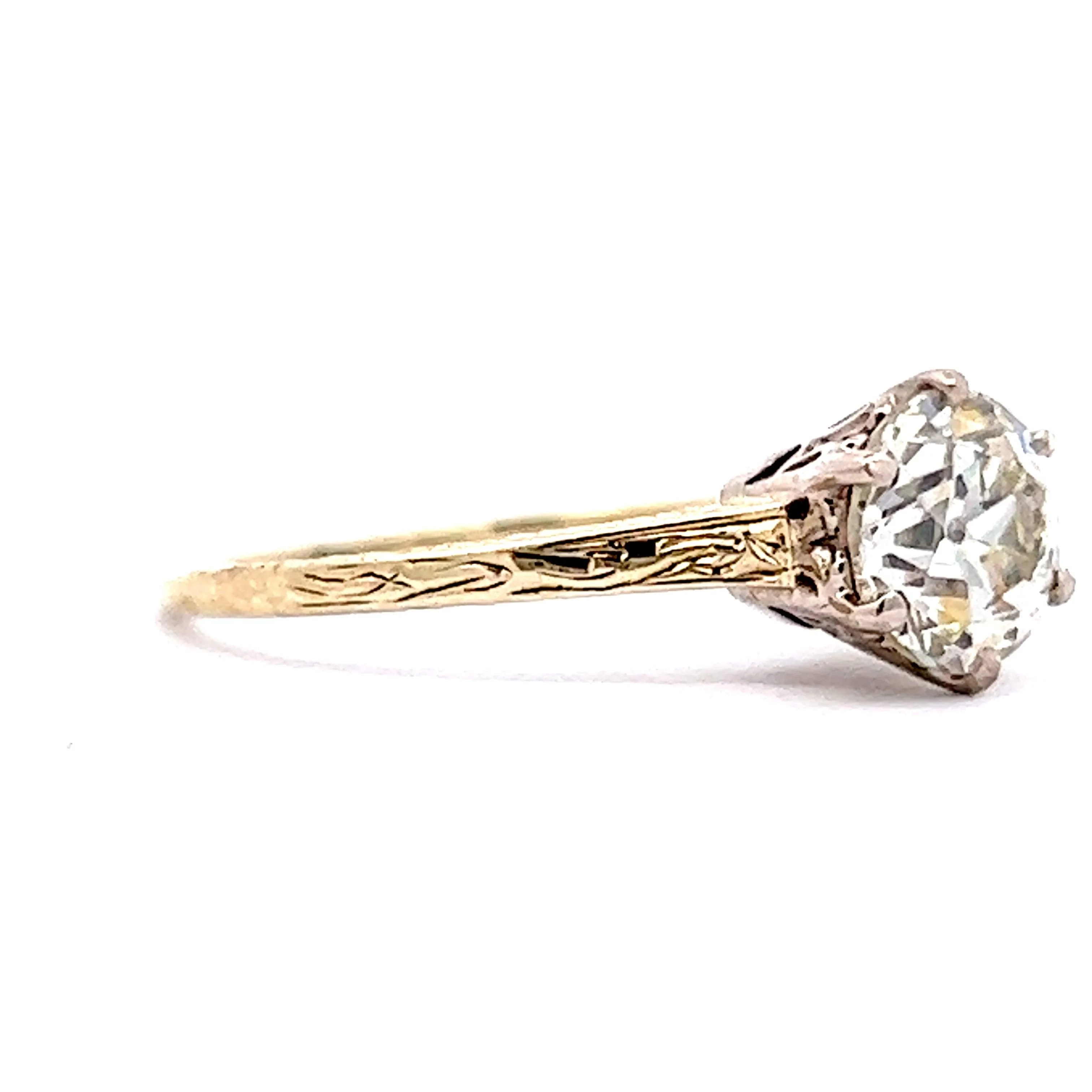 Vintage 1.41 Old European Solitaire Engagement Ring in 14k Yellow Gold - Image 3