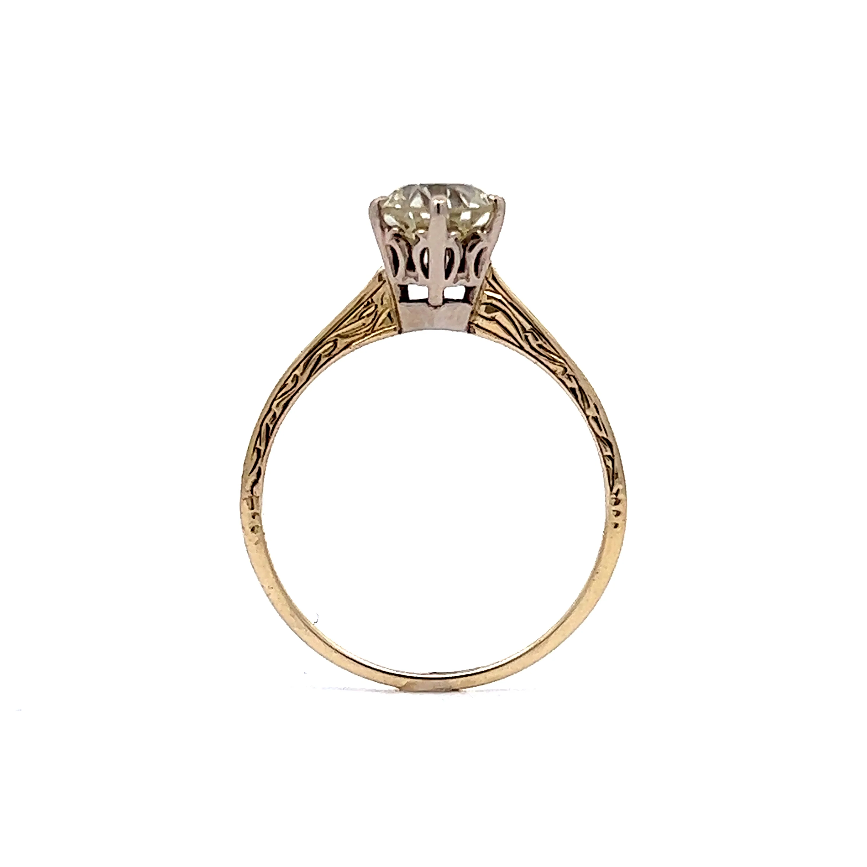 Vintage 1.41 Old European Solitaire Engagement Ring in 14k Yellow Gold - Image 4