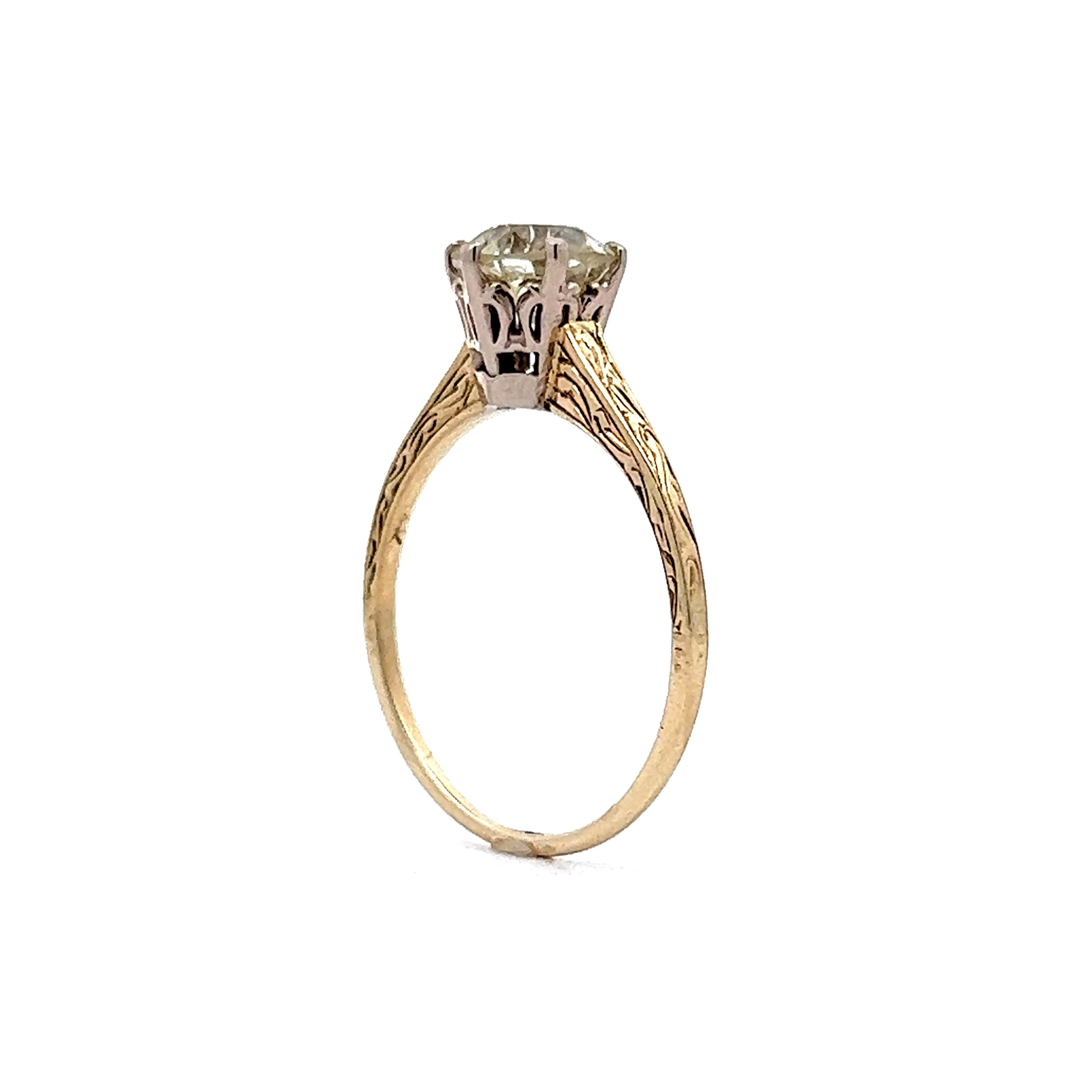 Vintage 1.41 Old European Solitaire Engagement Ring in 14k Yellow Gold - Image 5