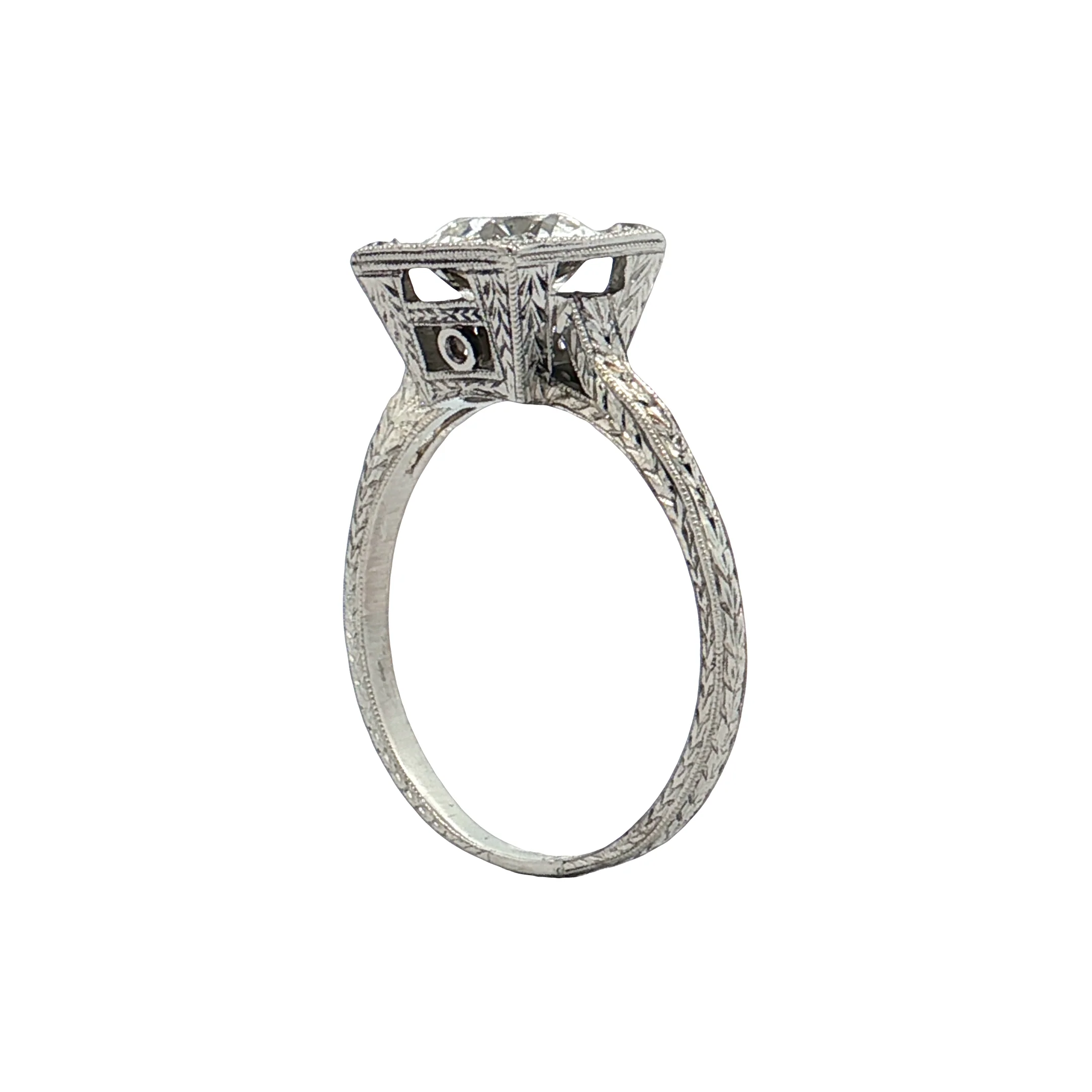 1.42 Antique Old European Diamond Engagement Ring Platinum - Image 5