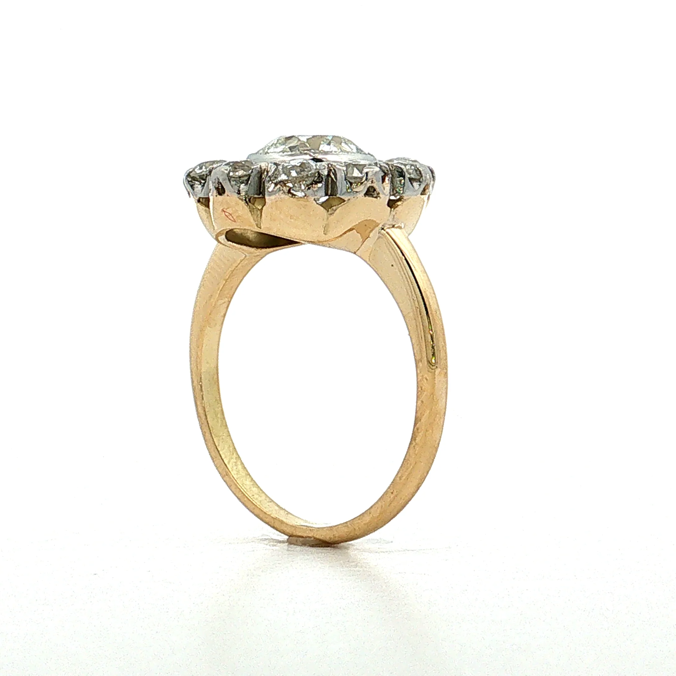 1.42 Old European Diamond Halo Ring 18k & Platinum - Image 5