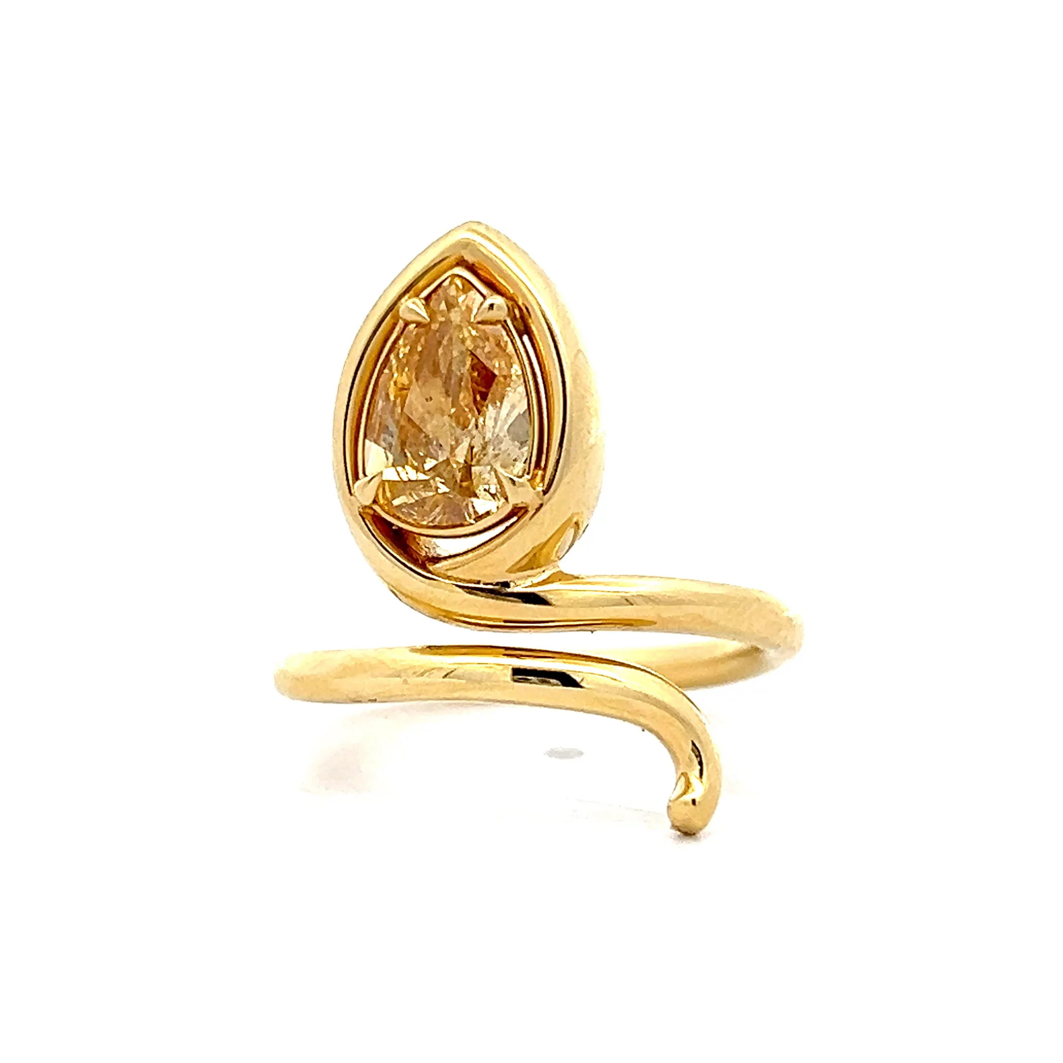 1.43 Fancy Yellow Brown Diamond Snake Ring in 18k