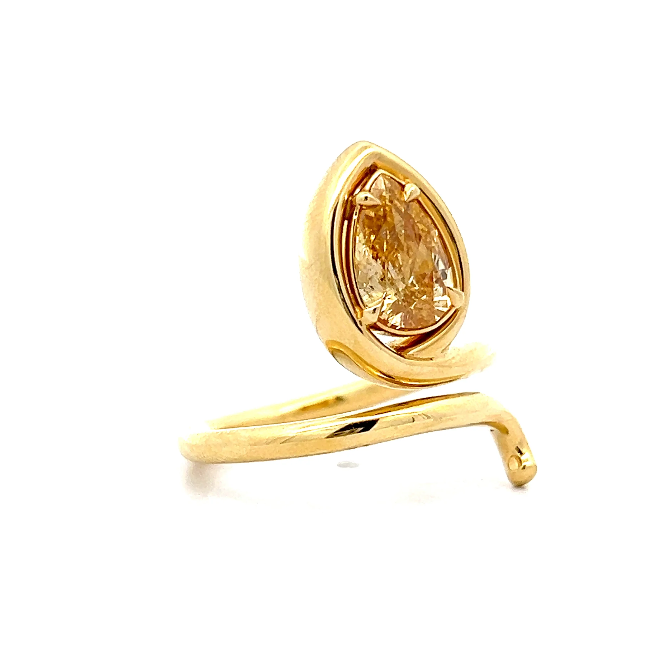 1.43 Fancy Yellow Brown Diamond Snake Ring in 18k - Image 3