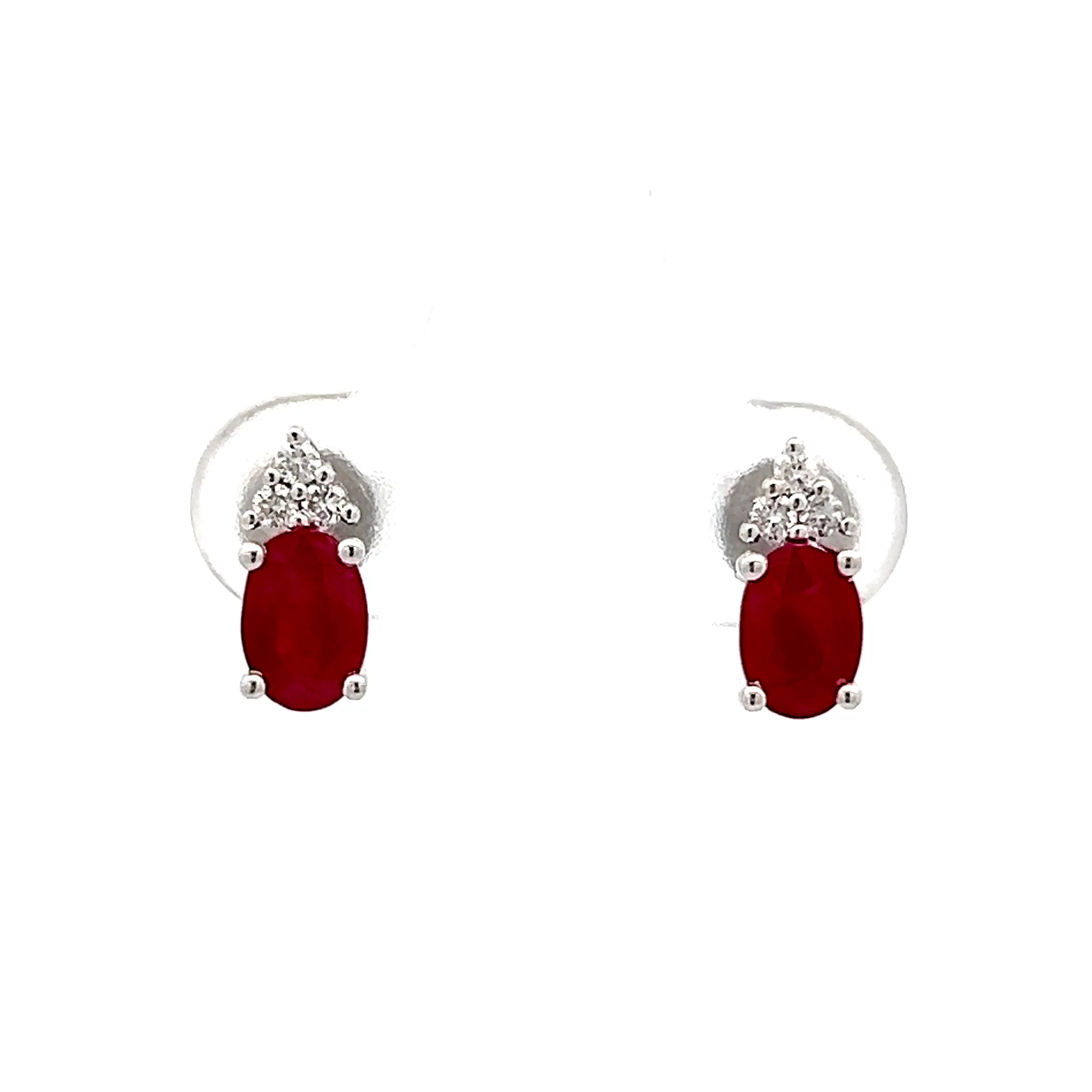1.43 Oval Ruby & Diamond Stud Earrings in 14k