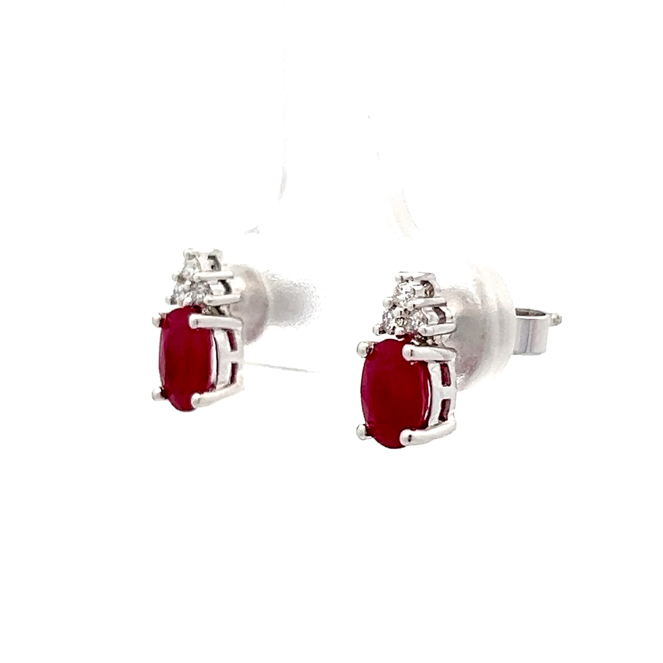1.43 Oval Ruby & Diamond Stud Earrings in 14k - Image 2