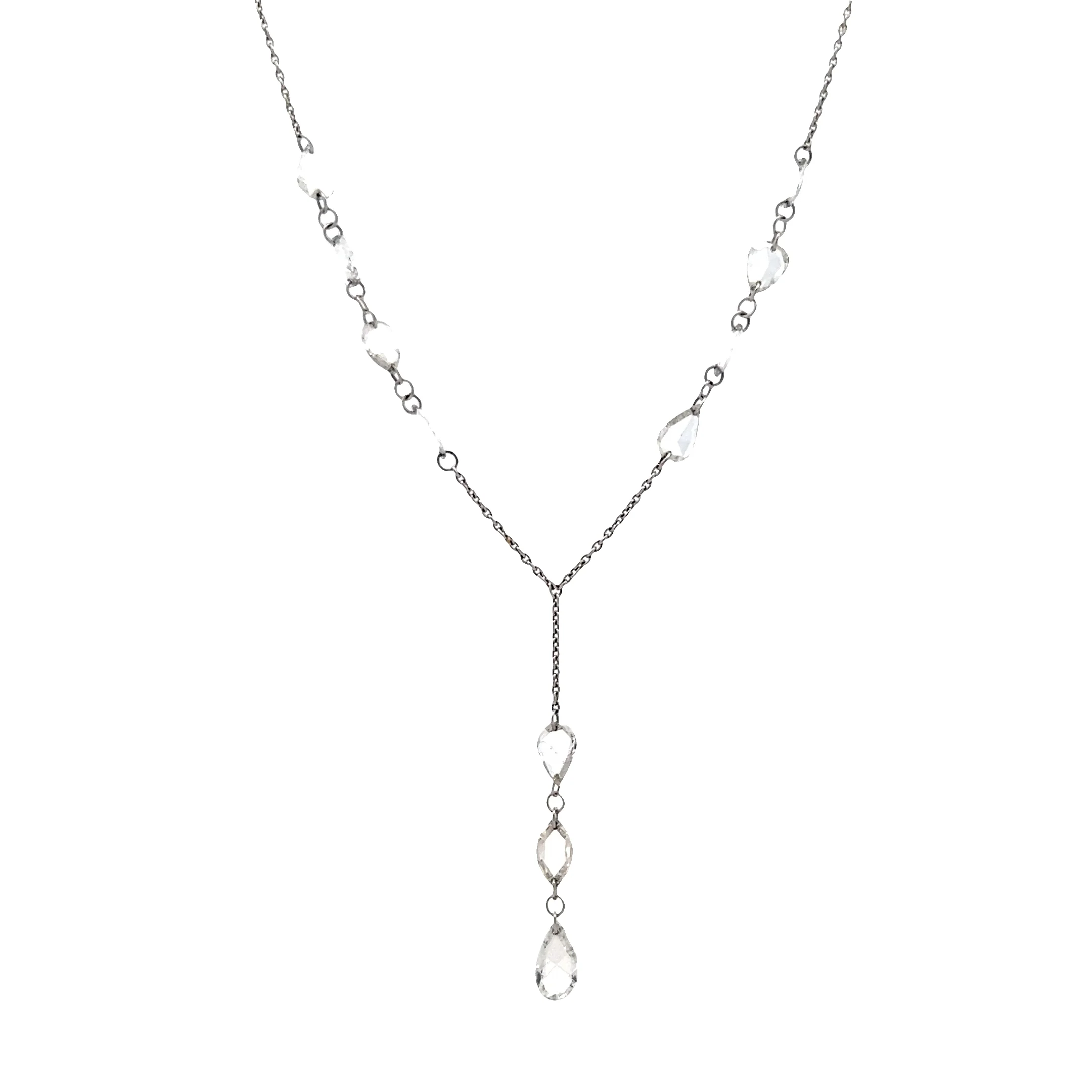 1.43 Pear Cut Diamond Drop Necklace in 18k White Gold