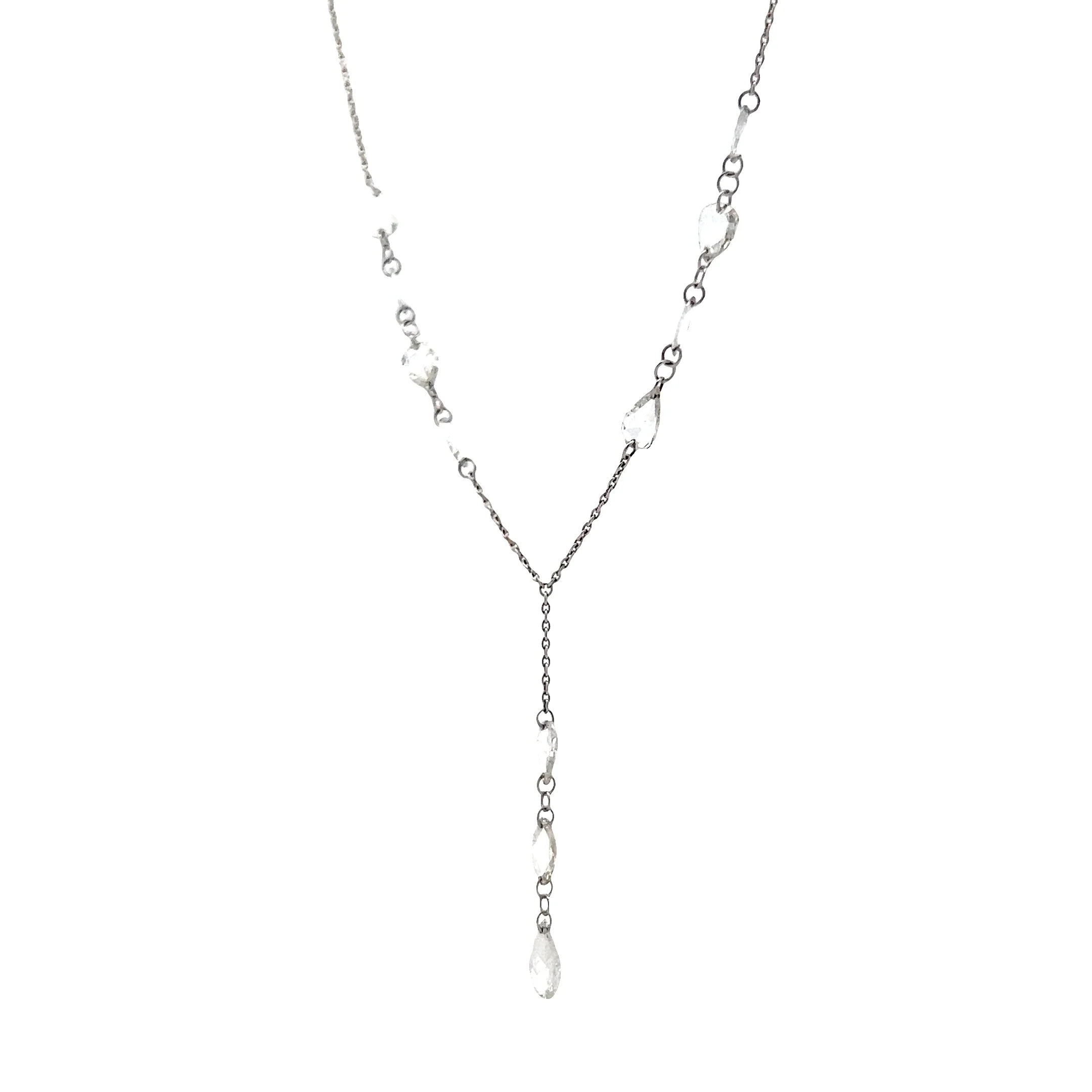 1.43 Pear Cut Diamond Drop Necklace in 18k White Gold - Image 2