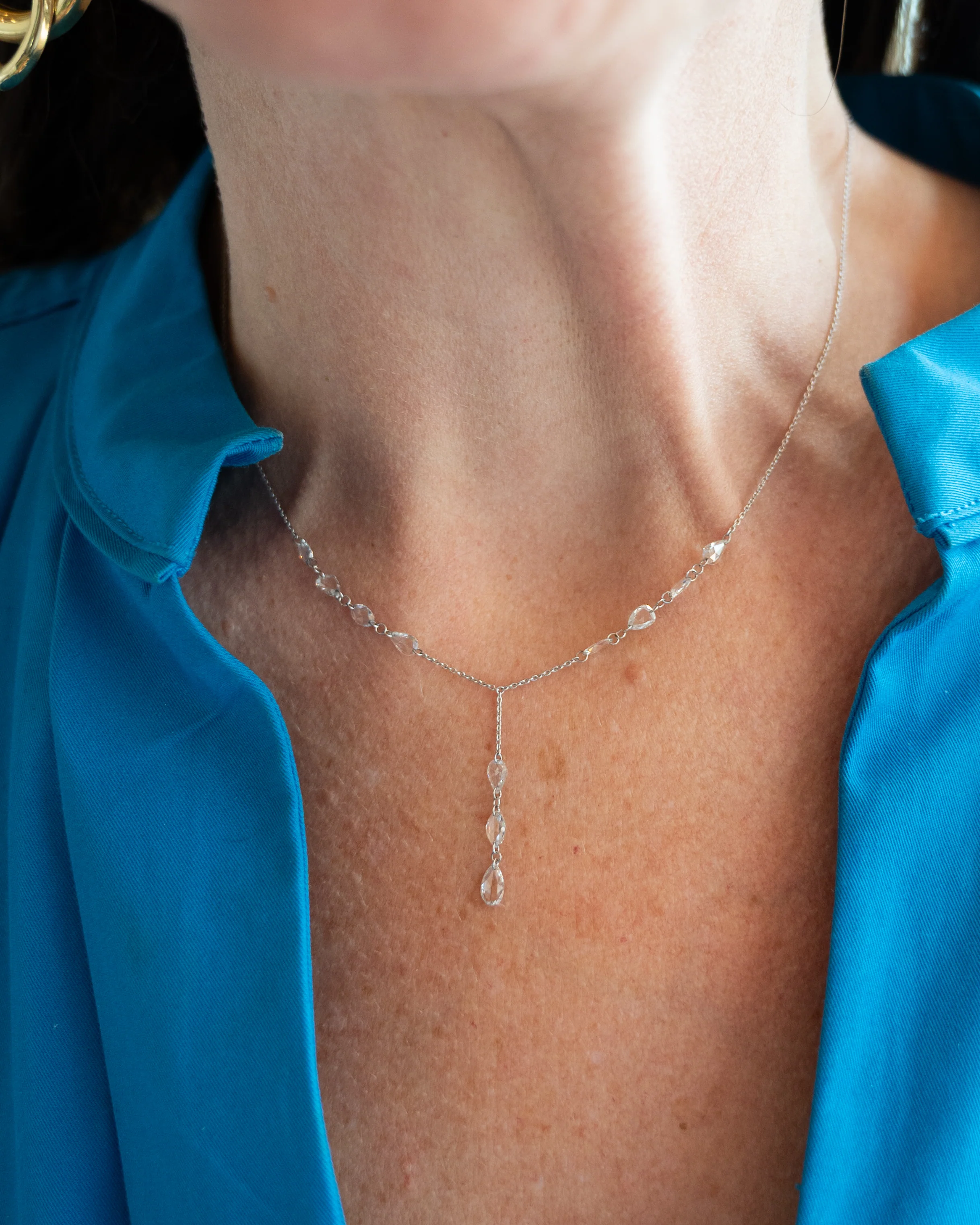 1.43 Pear Cut Diamond Drop Necklace in 18k White Gold - Image 6