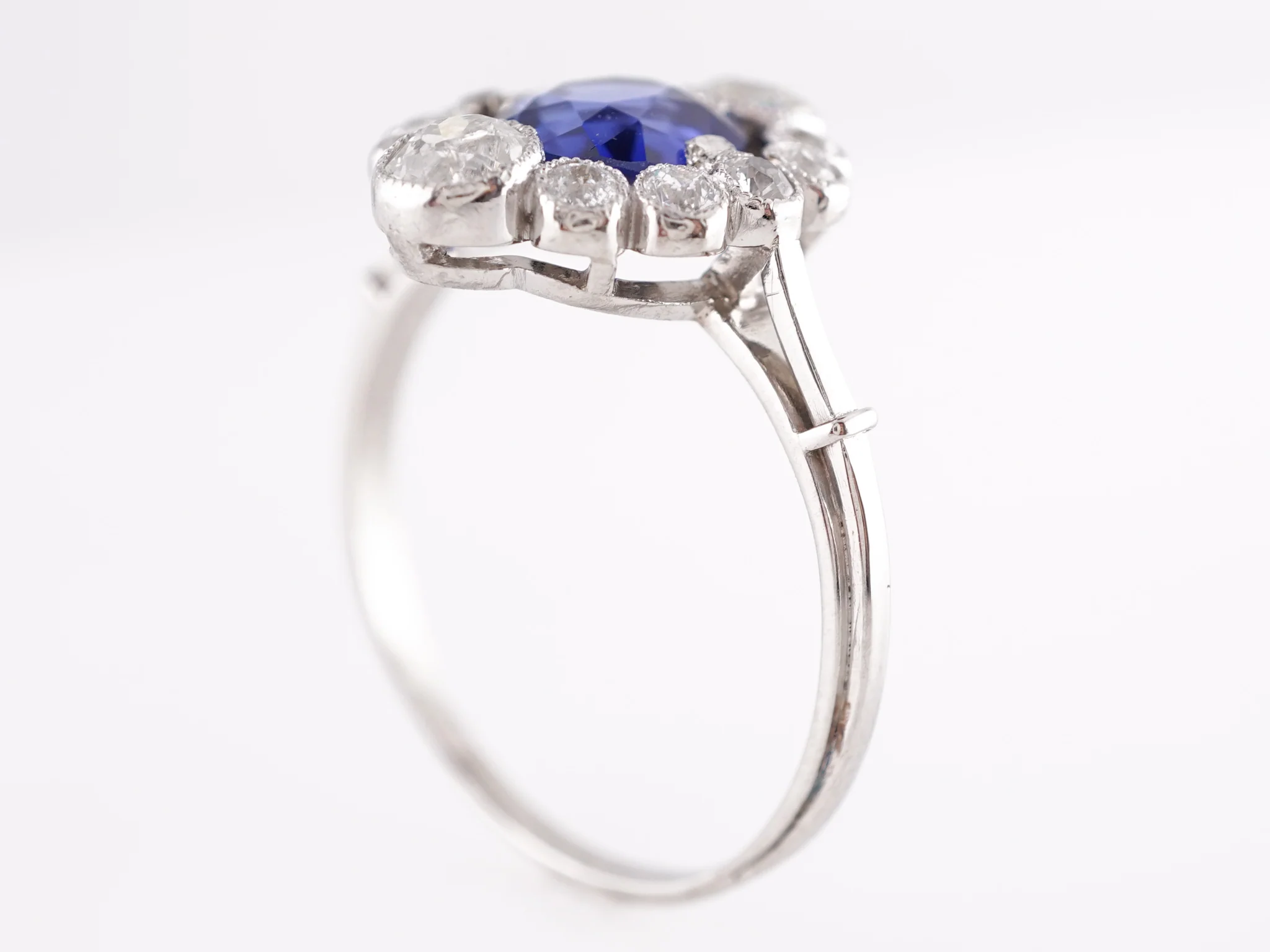 1.44 Art Deco Sapphire and Diamond Engagement Ring in Platinum - Image 2