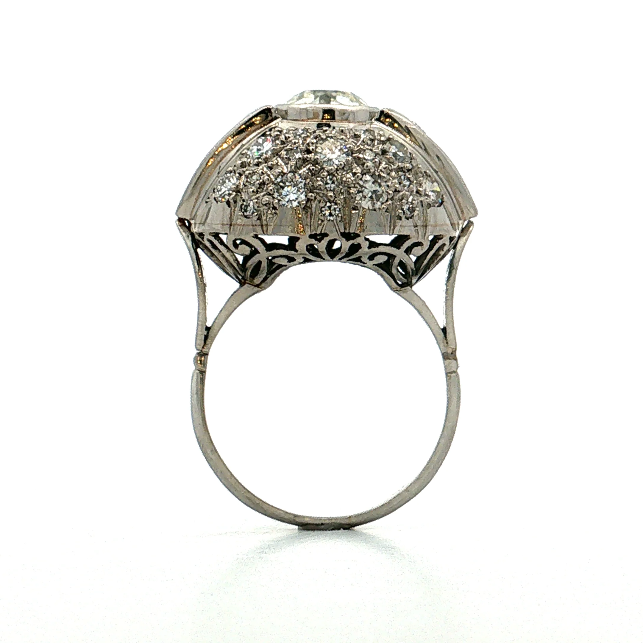 1.45 Vintage Art Deco Diamond Cocktail Ring Platinum - Image 4