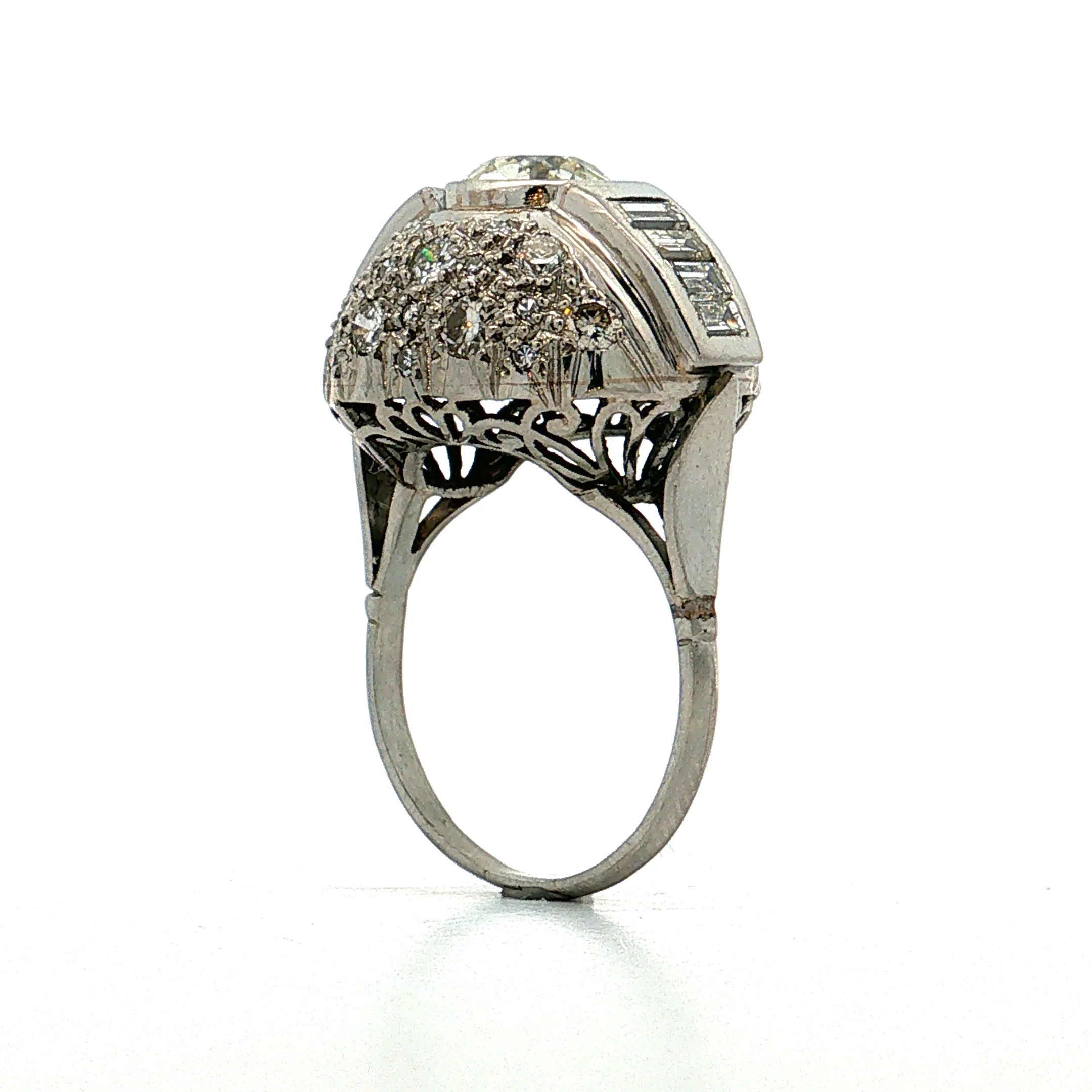 1.45 Vintage Art Deco Diamond Cocktail Ring Platinum - Image 5
