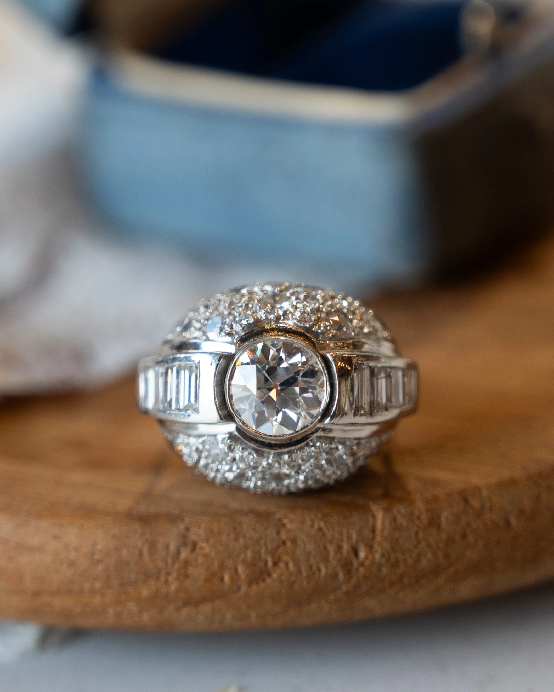 1.45 Vintage Art Deco Diamond Cocktail Ring Platinum - Image 6
