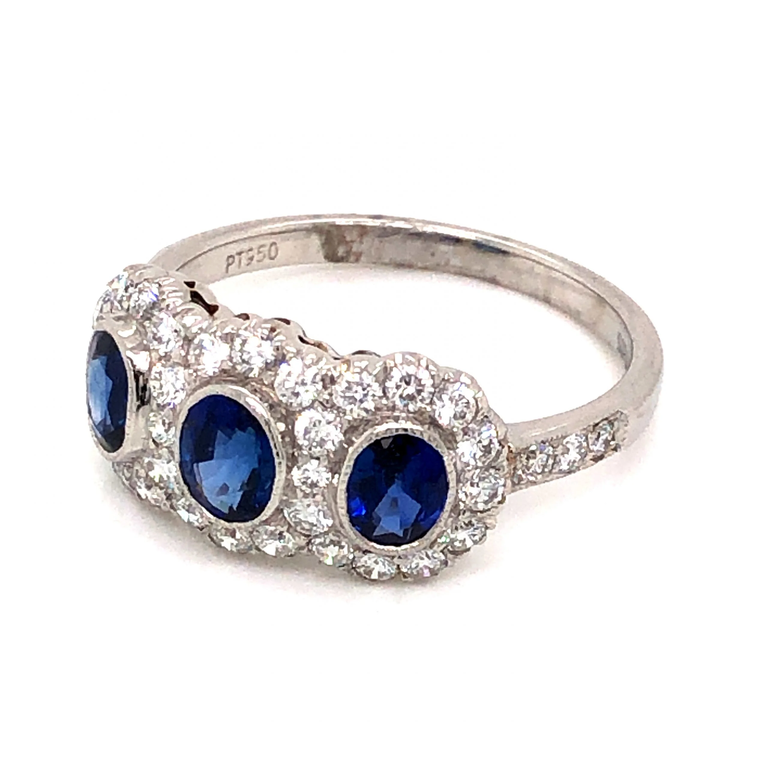 1.46 Oval Cut Sapphire & Diamond Ring in Platinum - Image 2