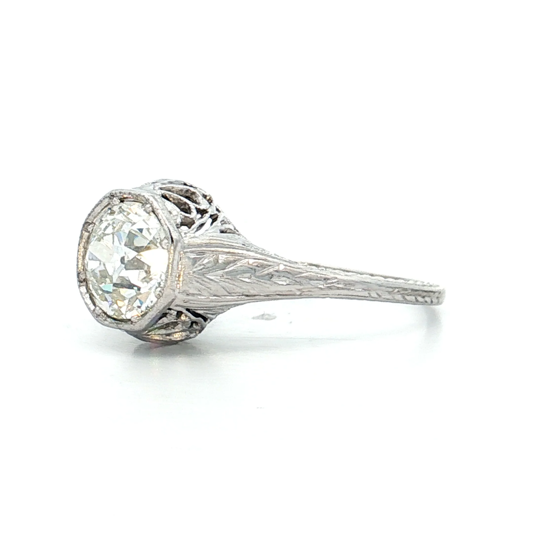 1.46 Vintage Old Euro Diamond Engagement Ring 18k - Image 2
