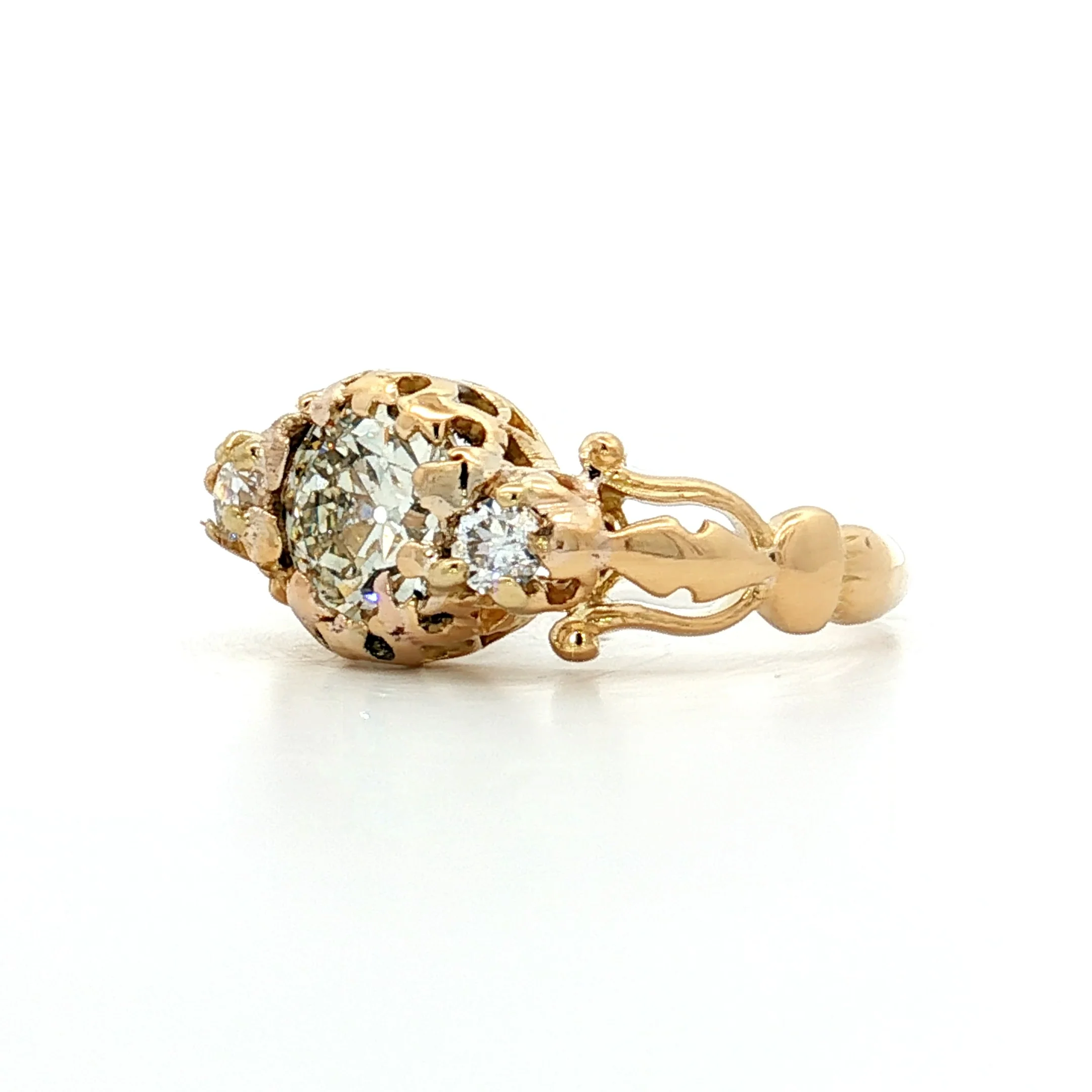 1.48 Antique Old European Diamond Engagement Ring 18k - Image 2