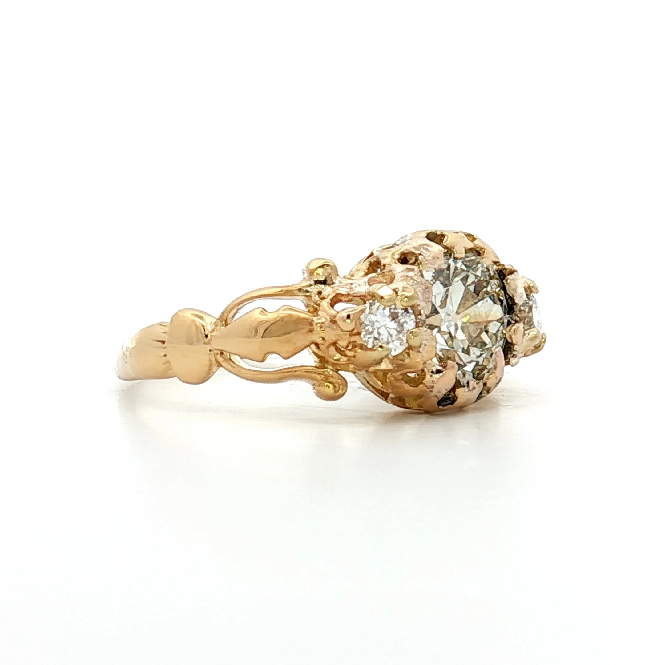1.48 Antique Old European Diamond Engagement Ring 18k - Image 3