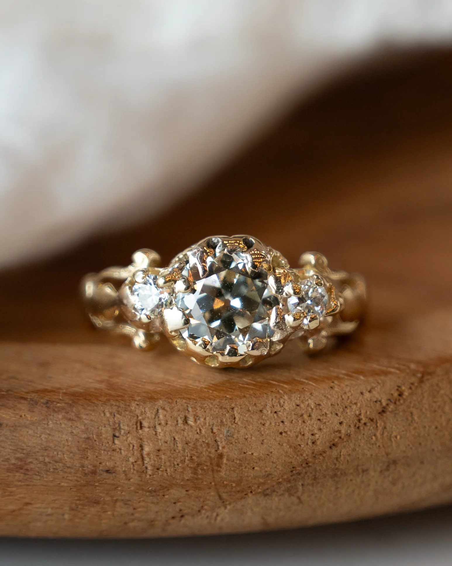 1.48 Antique Old European Diamond Engagement Ring 18k - Image 6