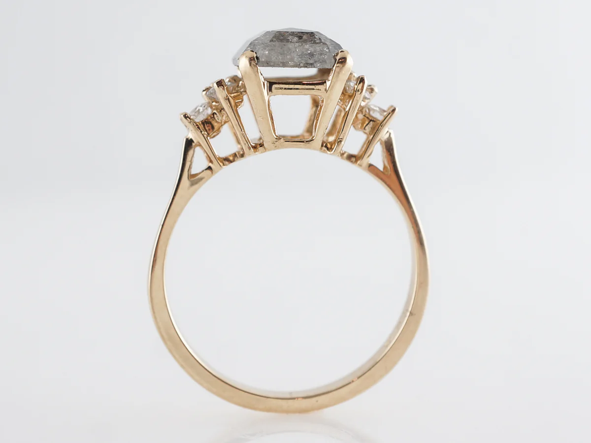 1.48 Rose Cut Grey Diamond Engagement Ring in Yellow Gold - Image 4