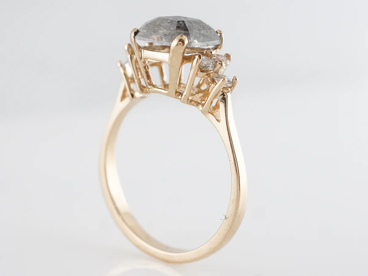 1.48 Rose Cut Grey Diamond Engagement Ring in Yellow Gold - Image 5