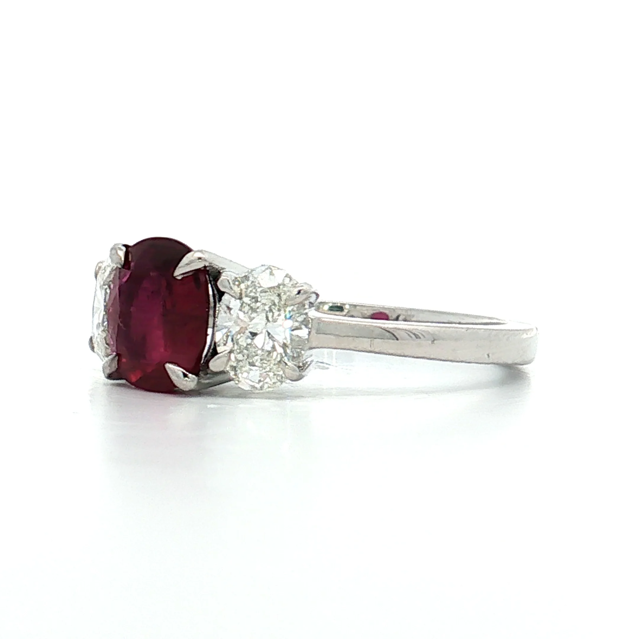 1.48 Ruby & Diamond Three Stone Ring 18k White Gold - Image 2