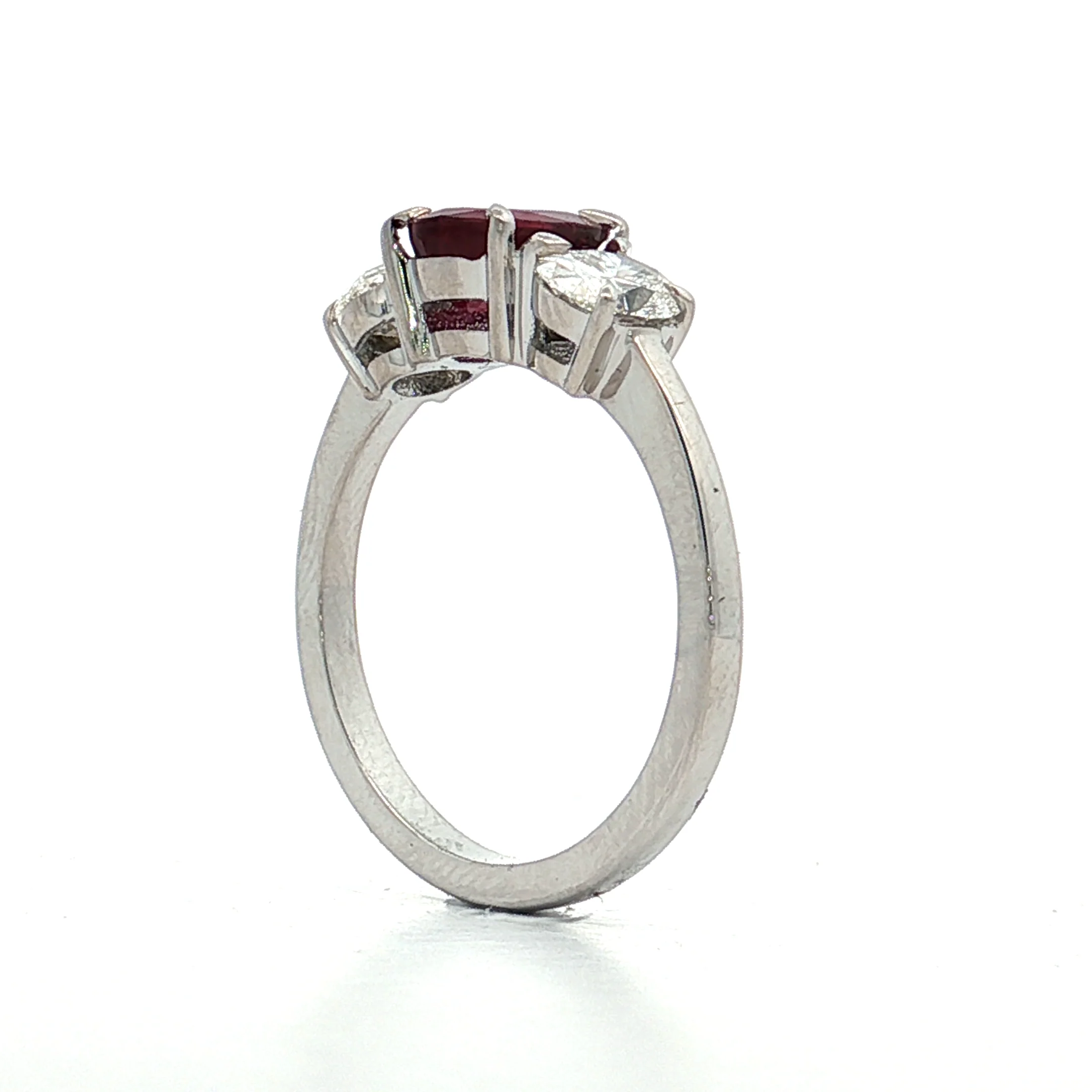 1.48 Ruby & Diamond Three Stone Ring 18k White Gold - Image 5