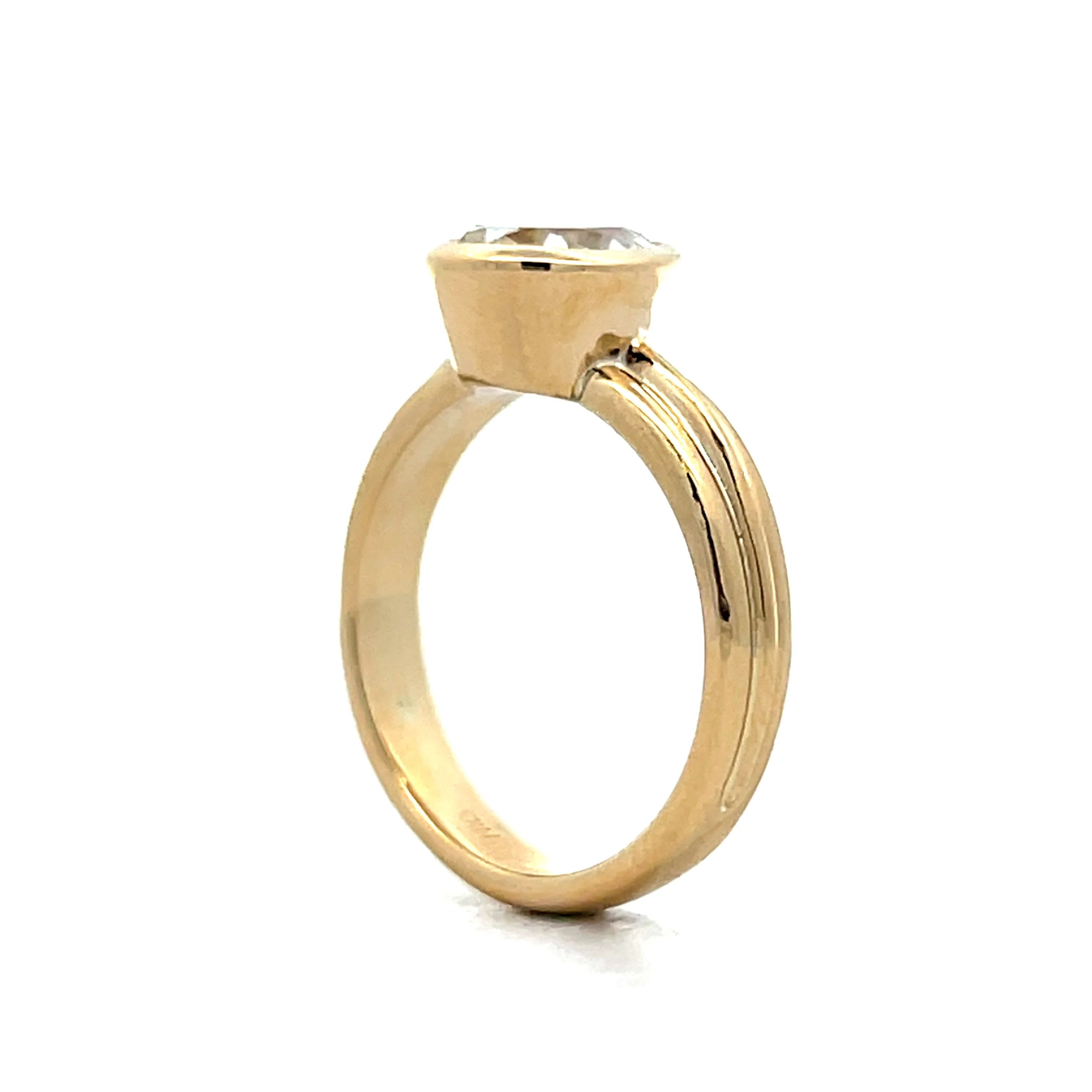 1.49 Bezel Pear Cut Solitaire Engagement Ring in 14k Yellow Gold - Image 5