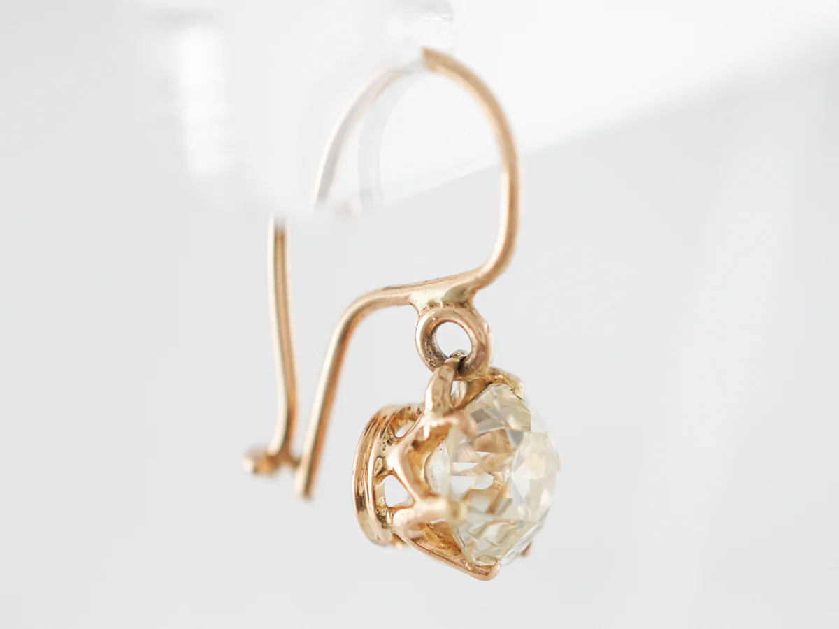 1.5 Carat European Cut Diamond Earrings in Yellow Gold - Image 4