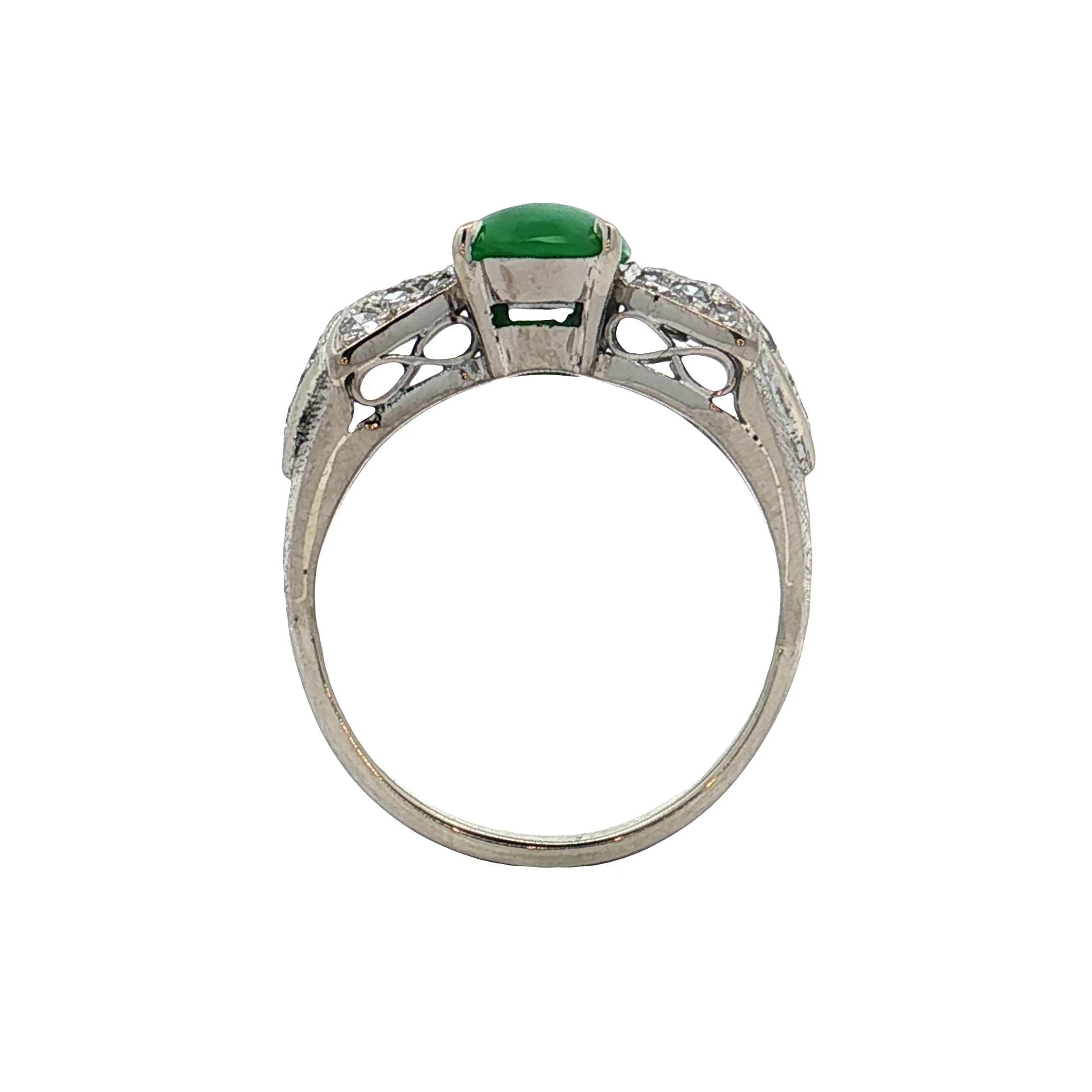 1.50 Antique Green Jadeite Cocktail Ring in Platinum - Image 4