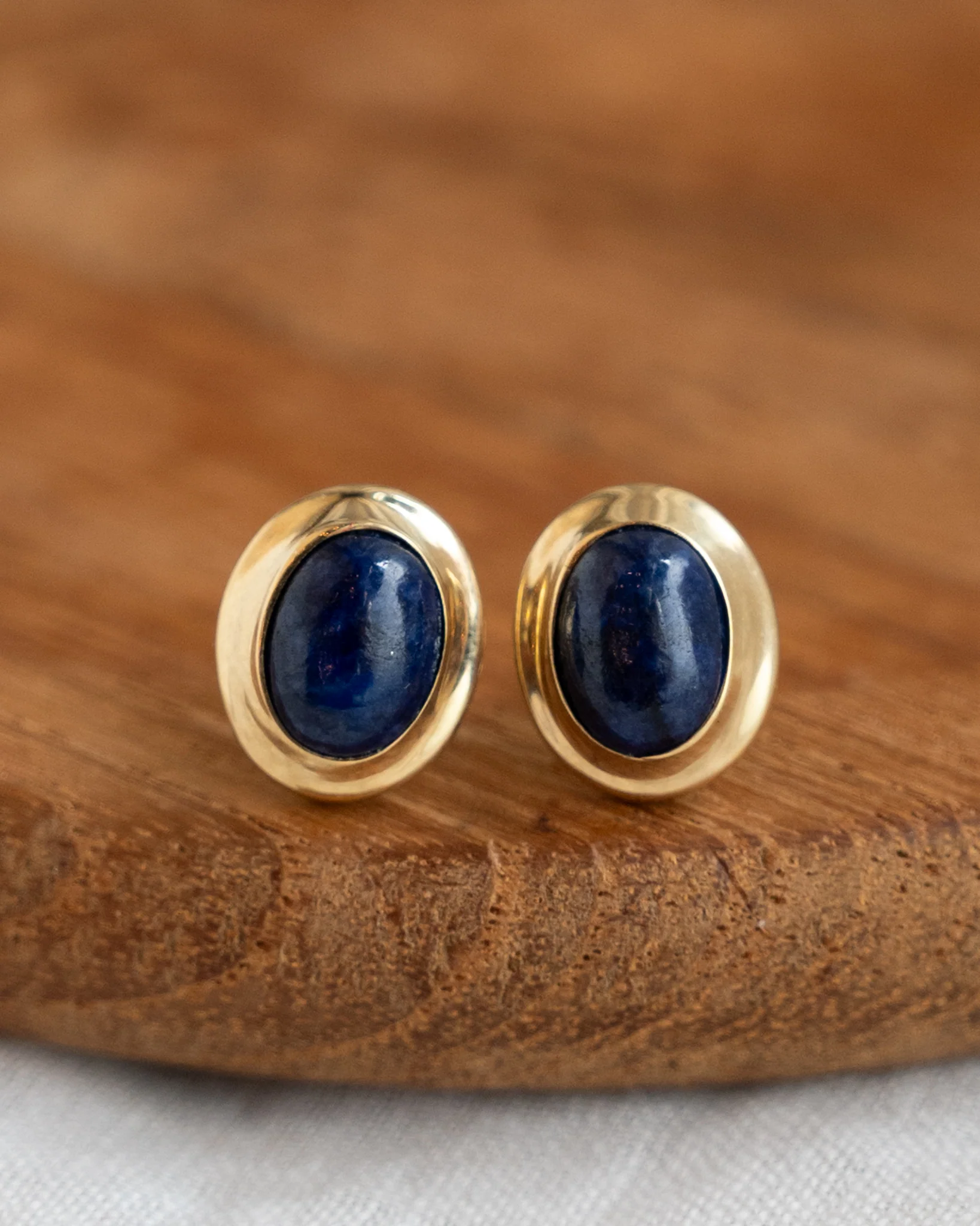 1.50 Cabachon Lapis Lazuli Stud Earrings in 14k - Image 4