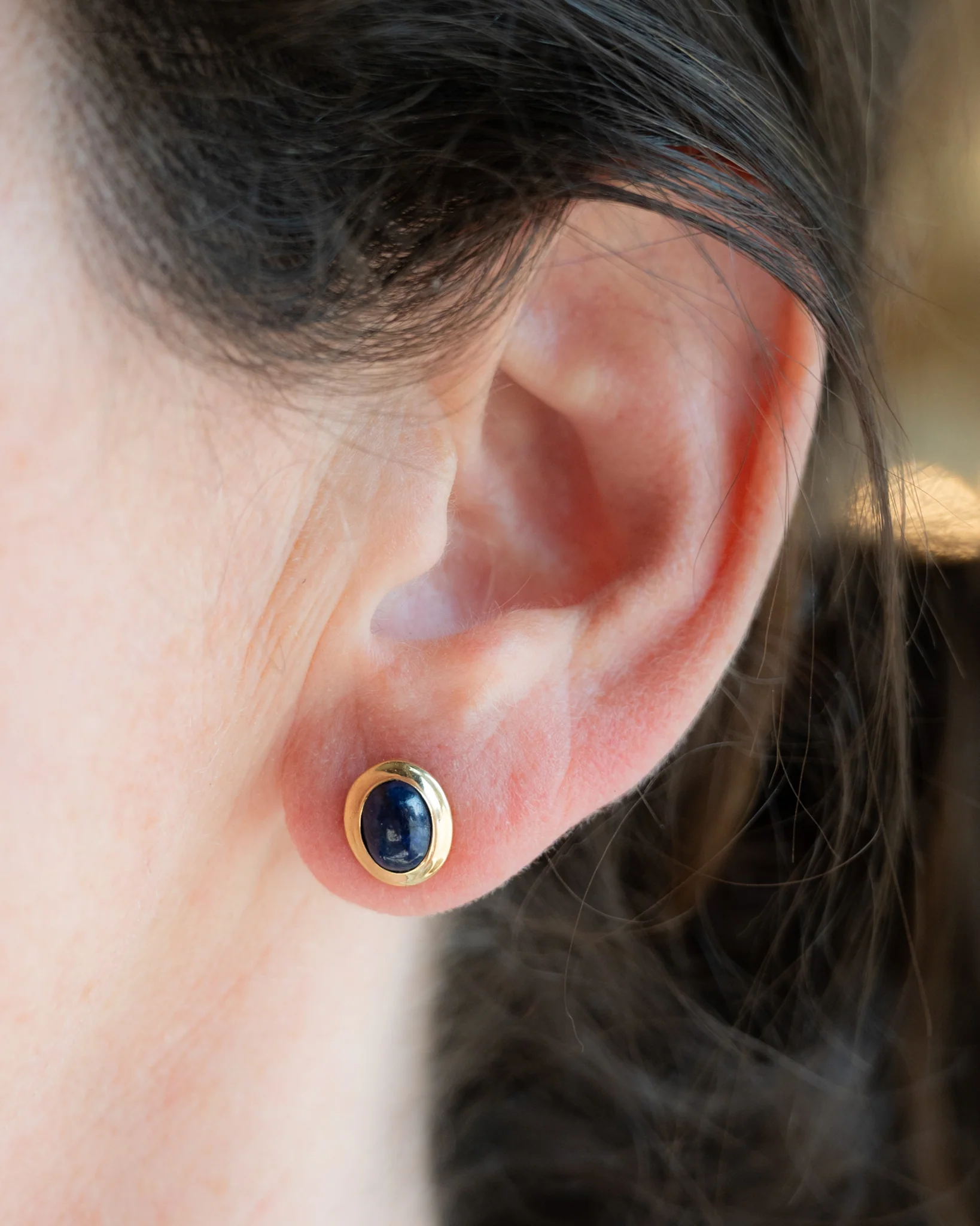 1.50 Cabachon Lapis Lazuli Stud Earrings in 14k - Image 5