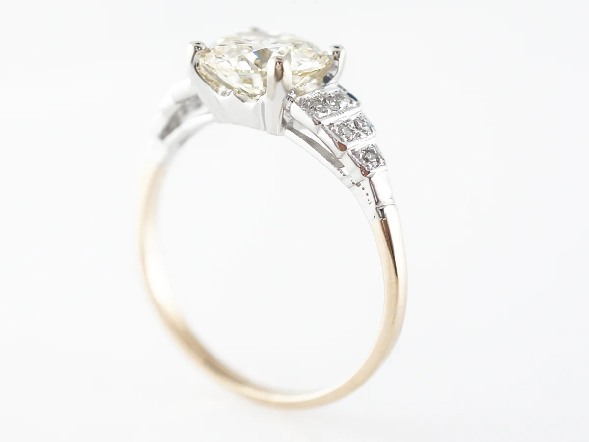 1.50 Carat Art Deco Diamond Two-Tone Engagement Ring - Image 5