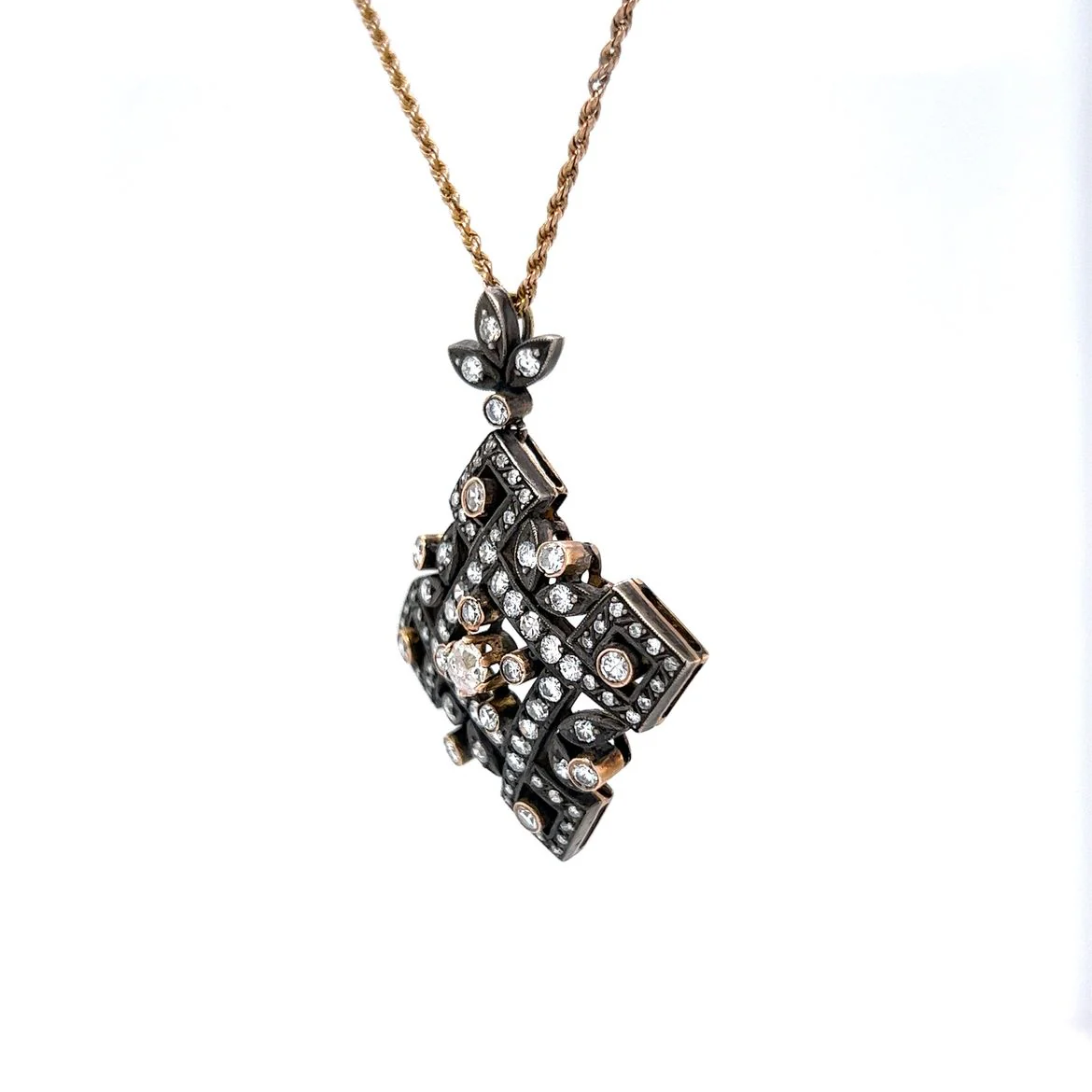 1.50 Carat Diamond Pendant in Yellow Gold & Sterling Silver - Image 2