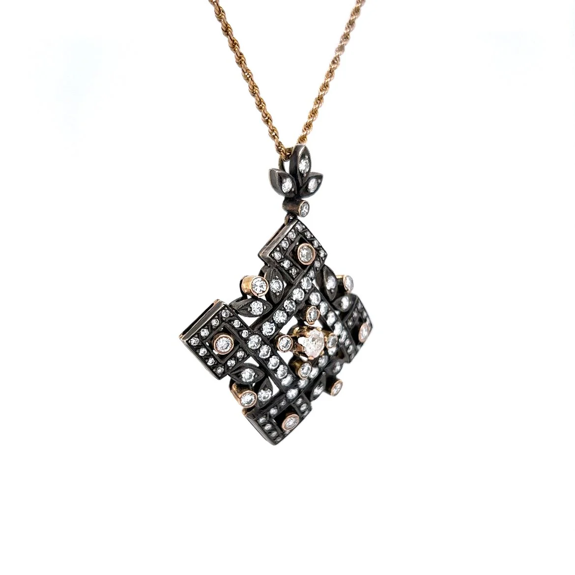 1.50 Carat Diamond Pendant in Yellow Gold & Sterling Silver - Image 3