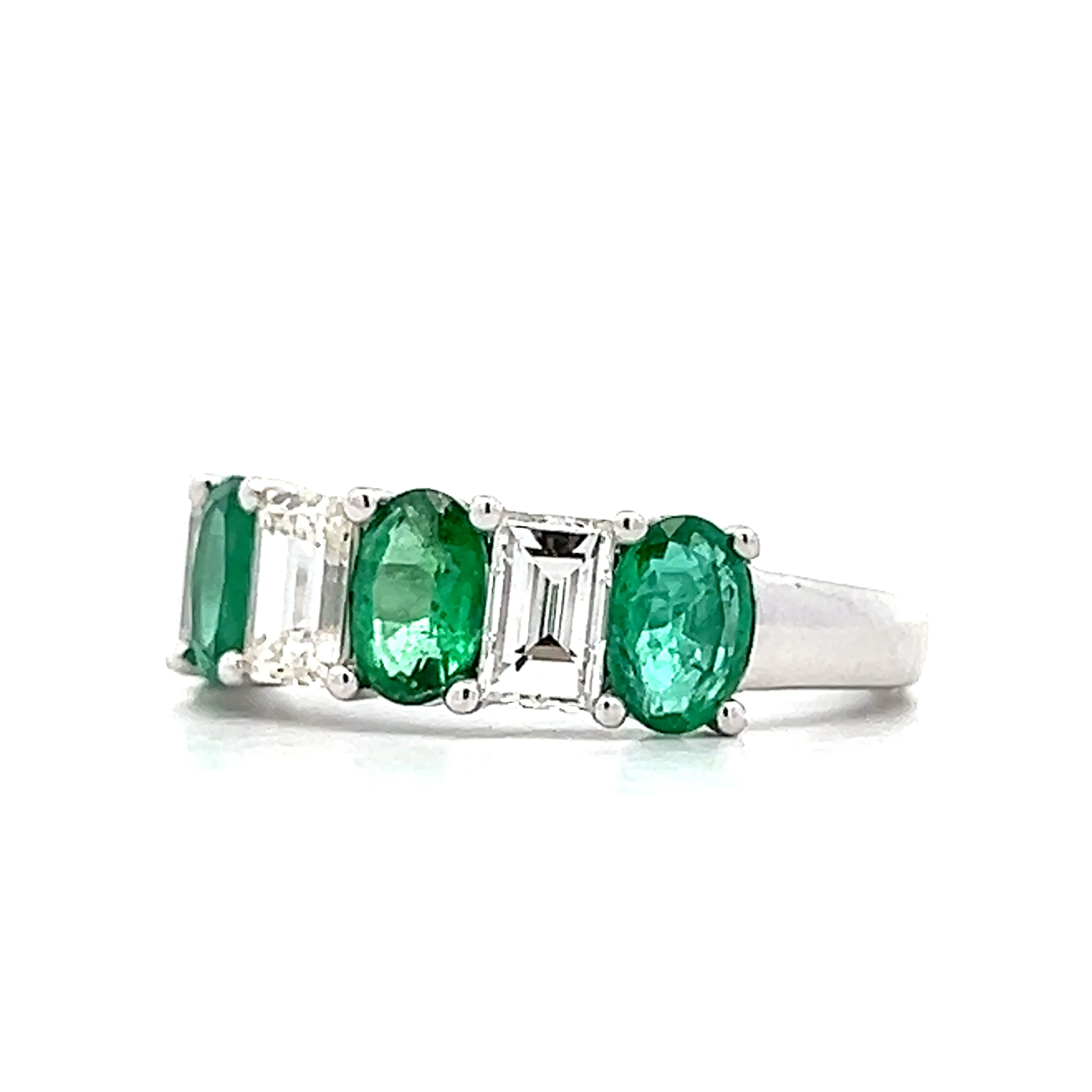 1.50 Emerald & Diamond Stacking Ring in 18k White Gold - Image 2