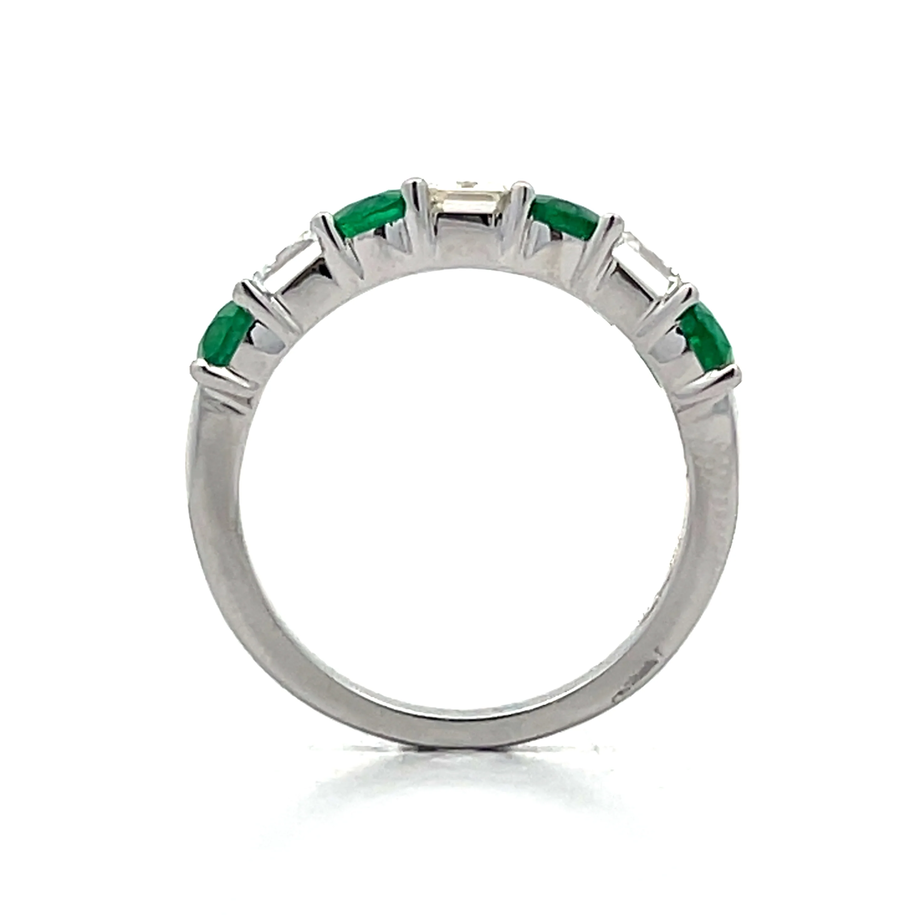 1.50 Emerald & Diamond Stacking Ring in 18k White Gold - Image 4