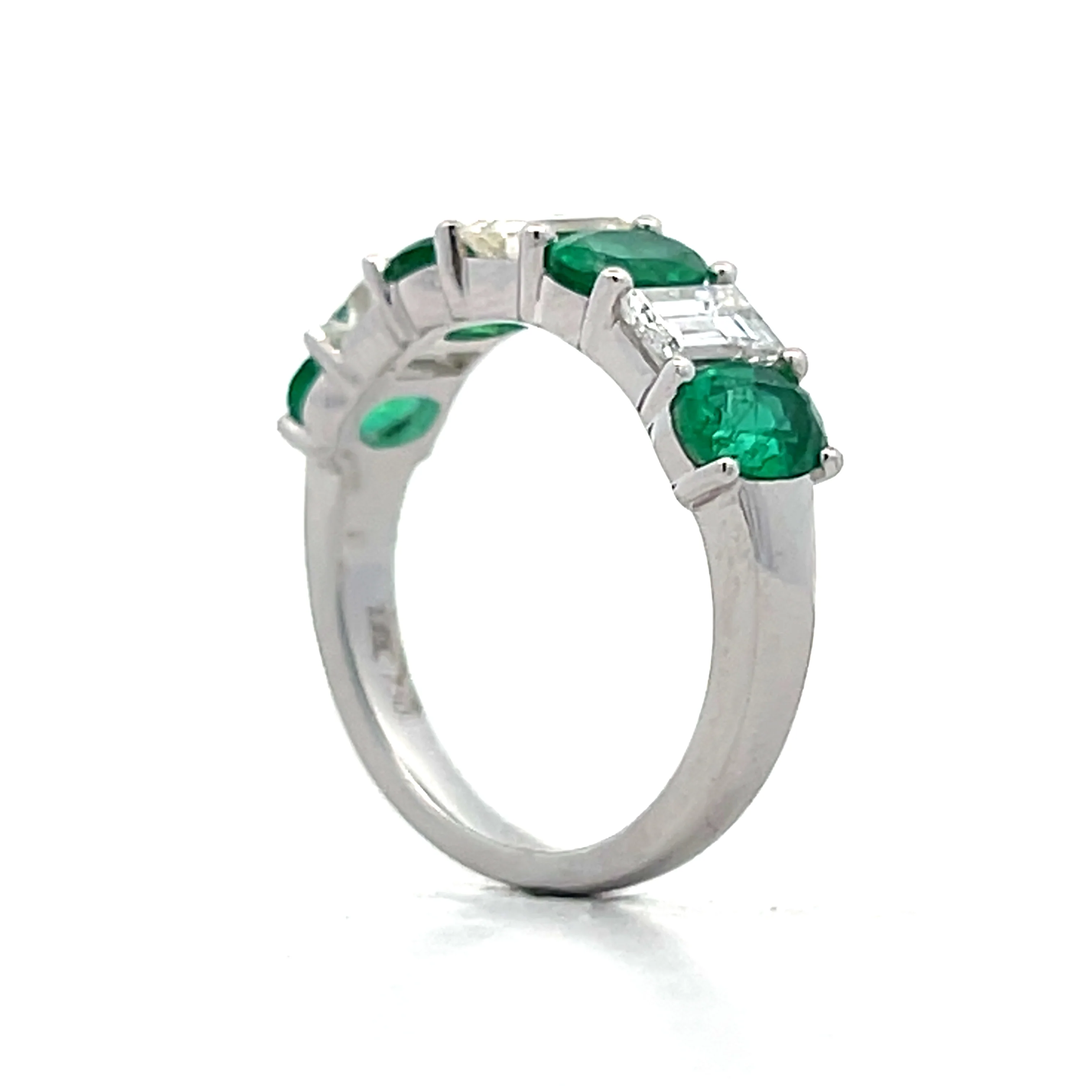 1.50 Emerald & Diamond Stacking Ring in 18k White Gold - Image 5