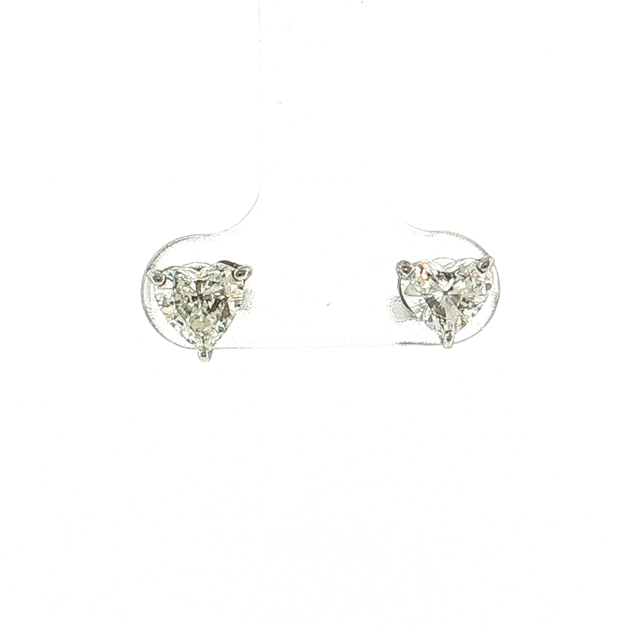 1.50 Heart Diamond Stud Earrings 14k White Gold