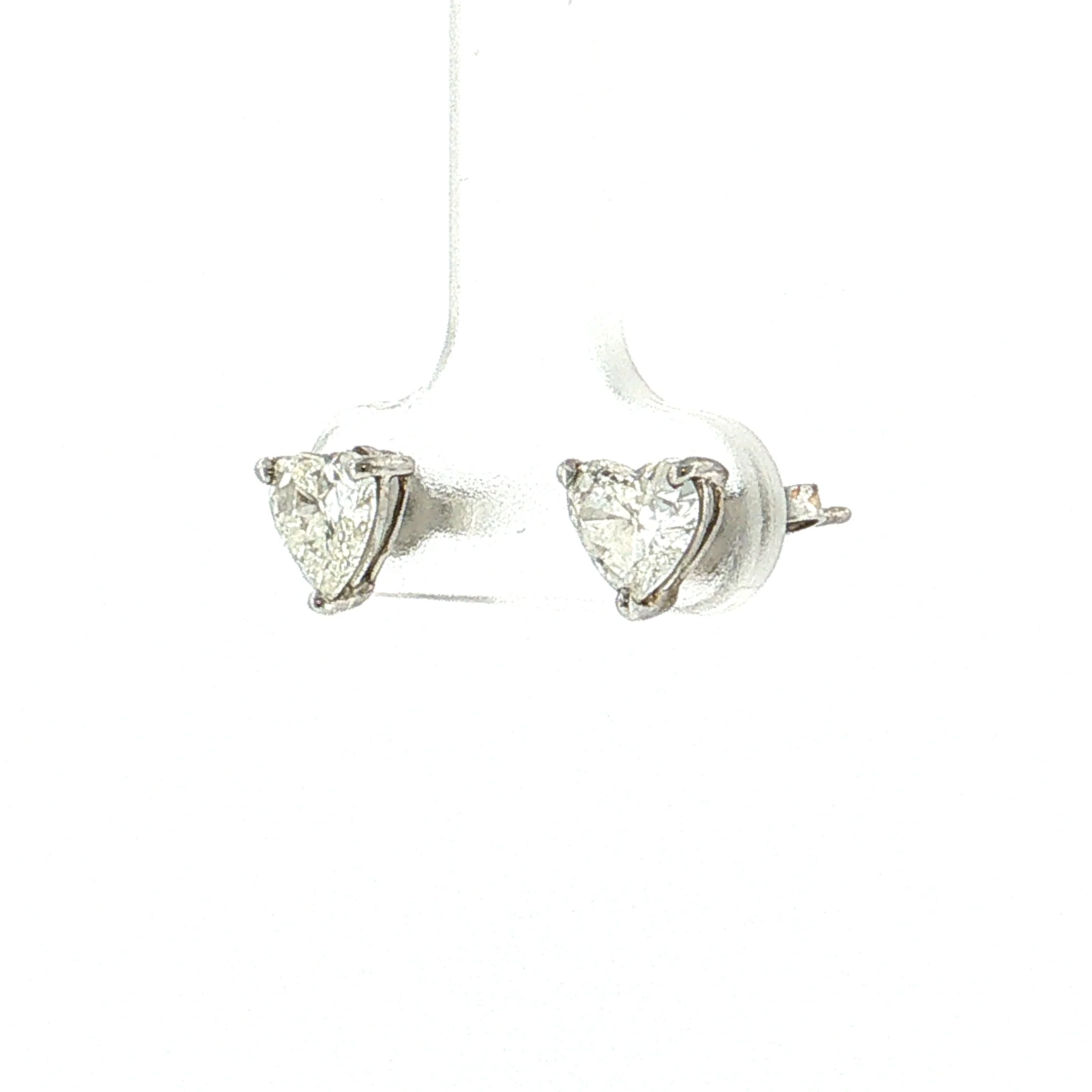 1.50 Heart Diamond Stud Earrings 14k White Gold - Image 2