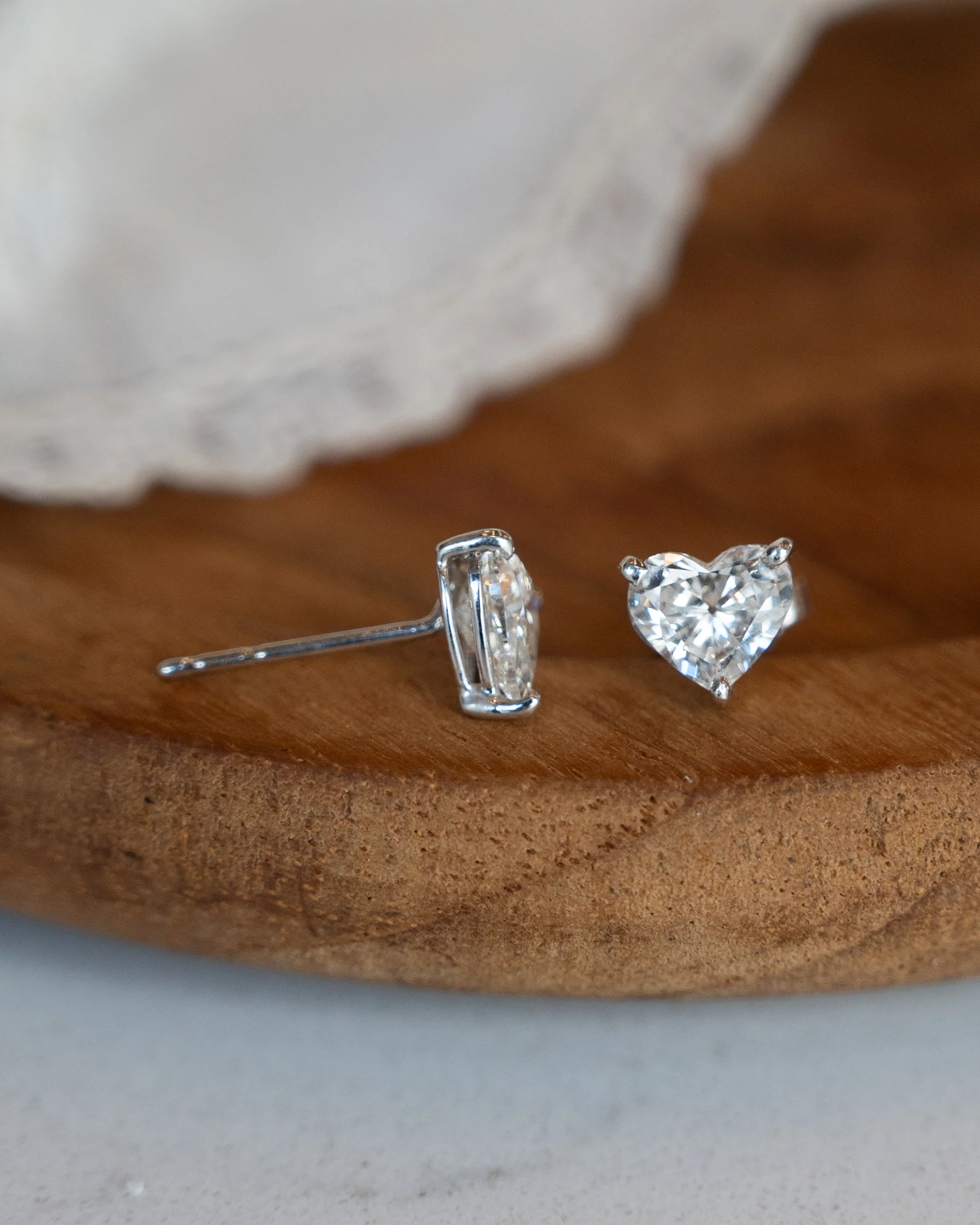 1.50 Heart Diamond Stud Earrings 14k White Gold - Image 4
