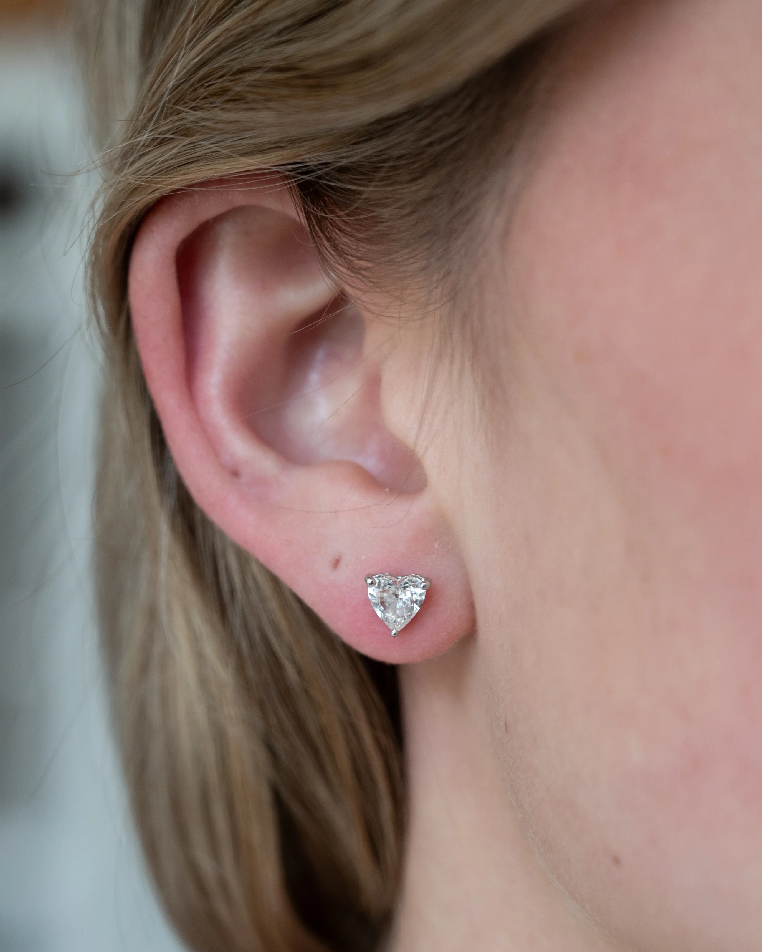 1.50 Heart Diamond Stud Earrings 14k White Gold - Image 5