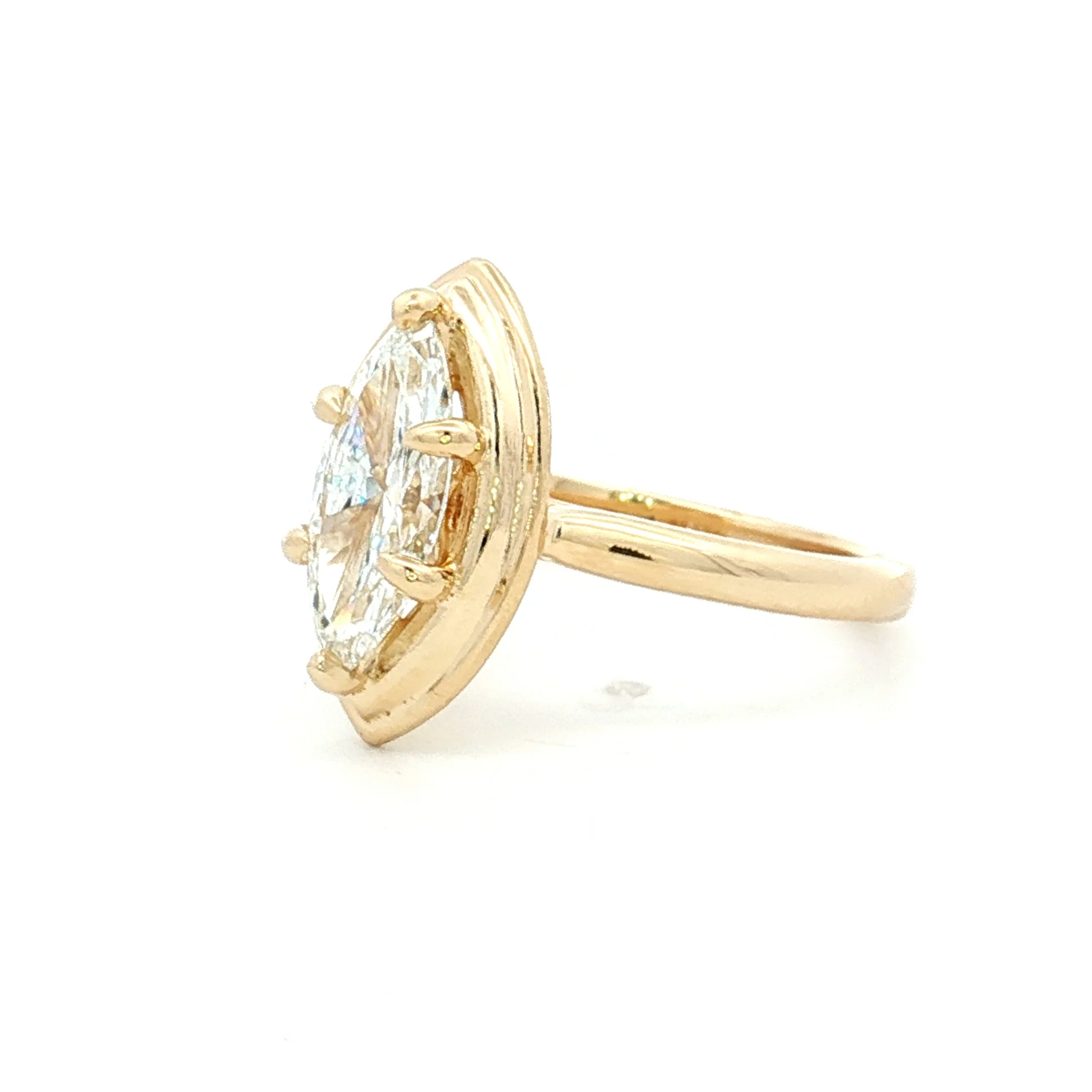 1.50 Marquise Cut Solitaire Diamond Engagement Ring 14k - Image 2