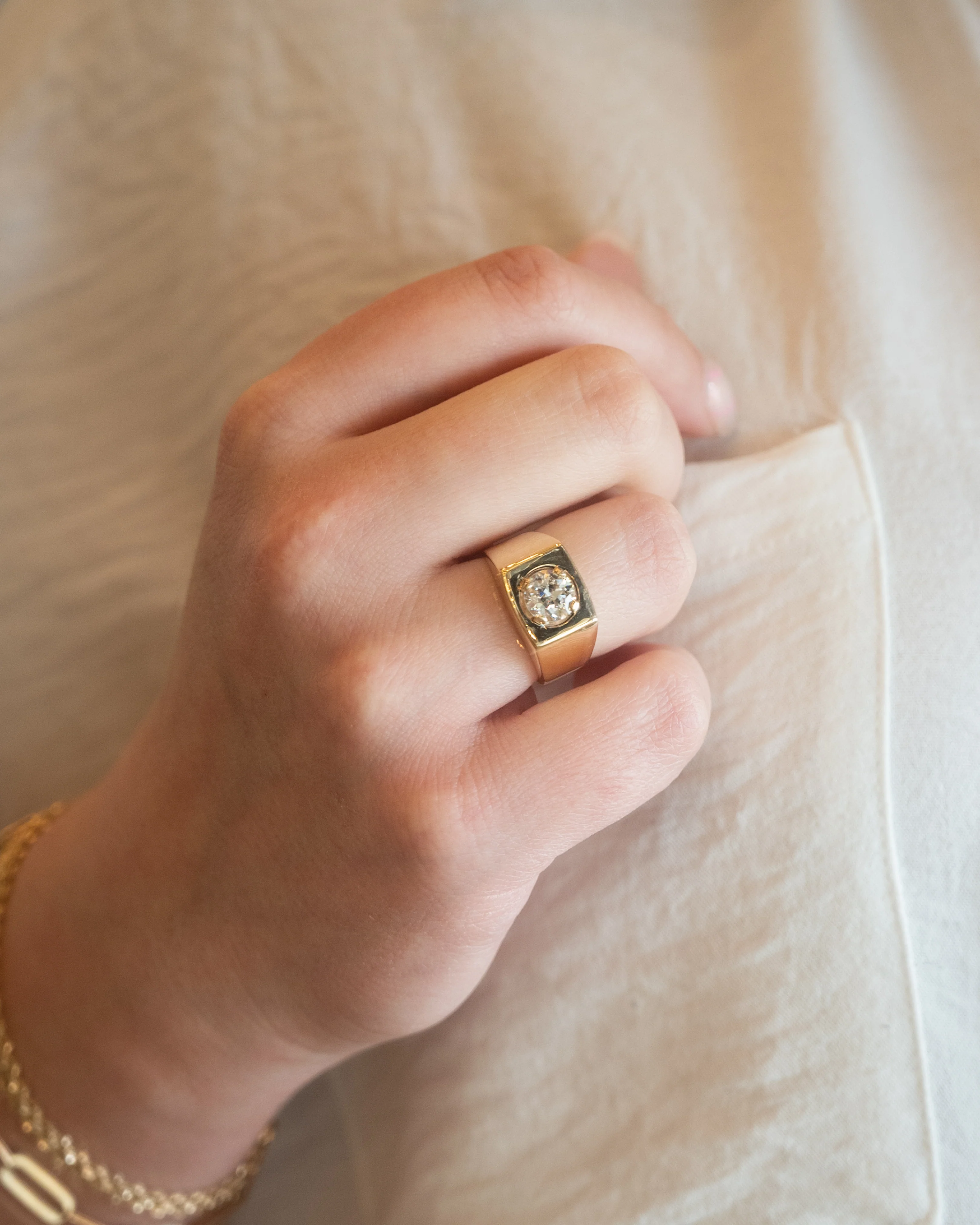 1.50 Old European Cut Diamond Engagement Ring in 14k Yellow Gold - Image 7