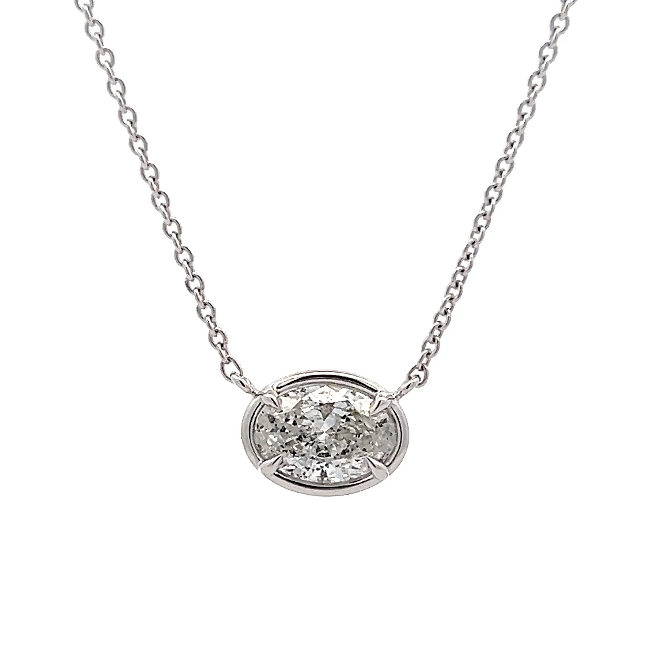 1.50 Oval Diamond Pendant Necklace in 18k