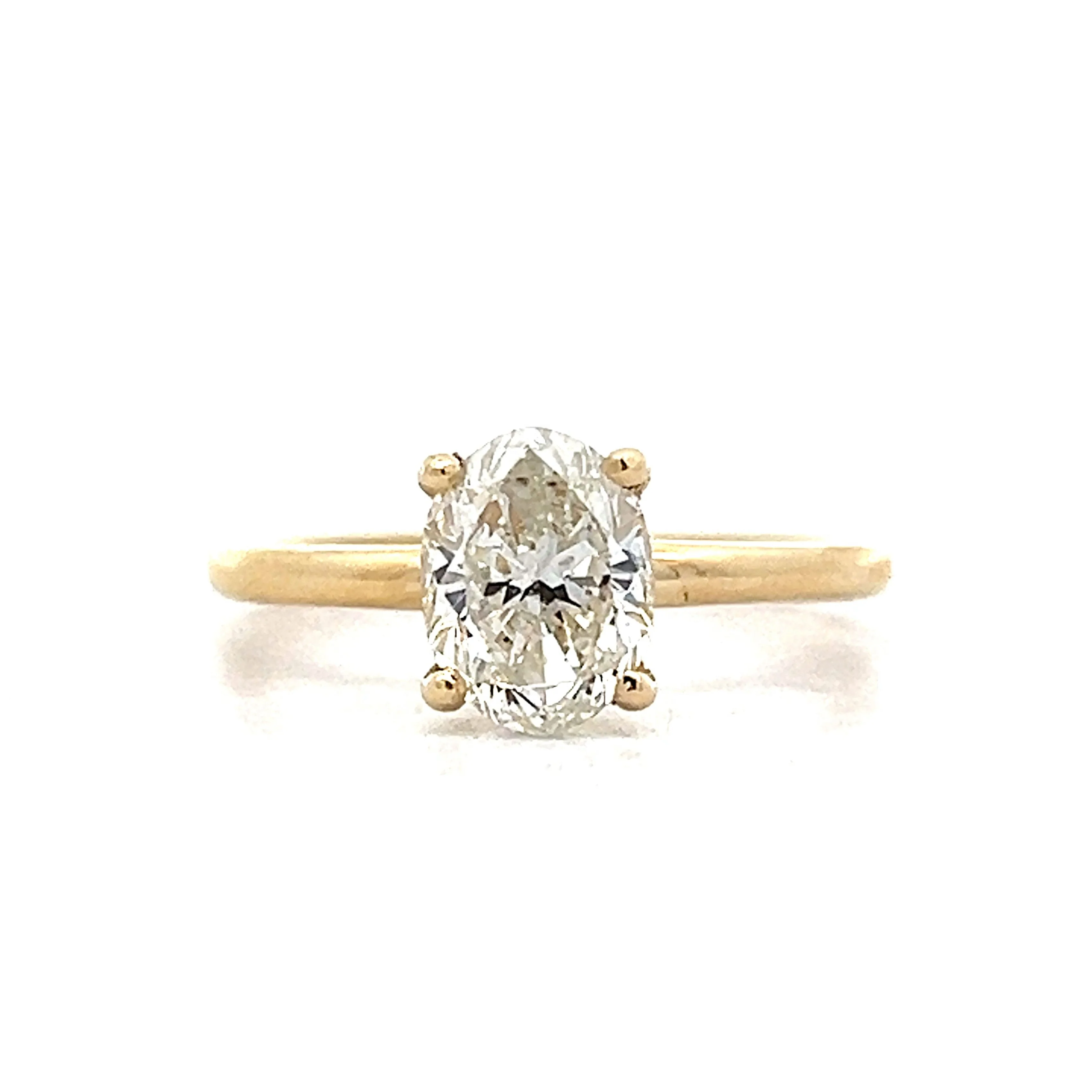 1.50 Oval Diamond Solitaire Engagement Ring in Yellow Gold
