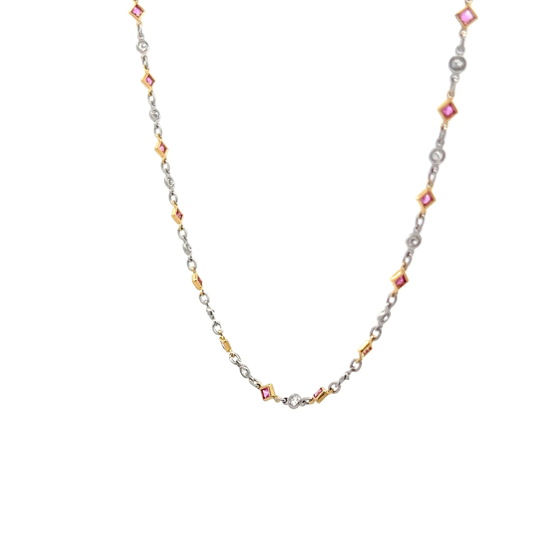 1.50 Pink Sapphire & Diamond Necklace in Platinum/18k - Image 2