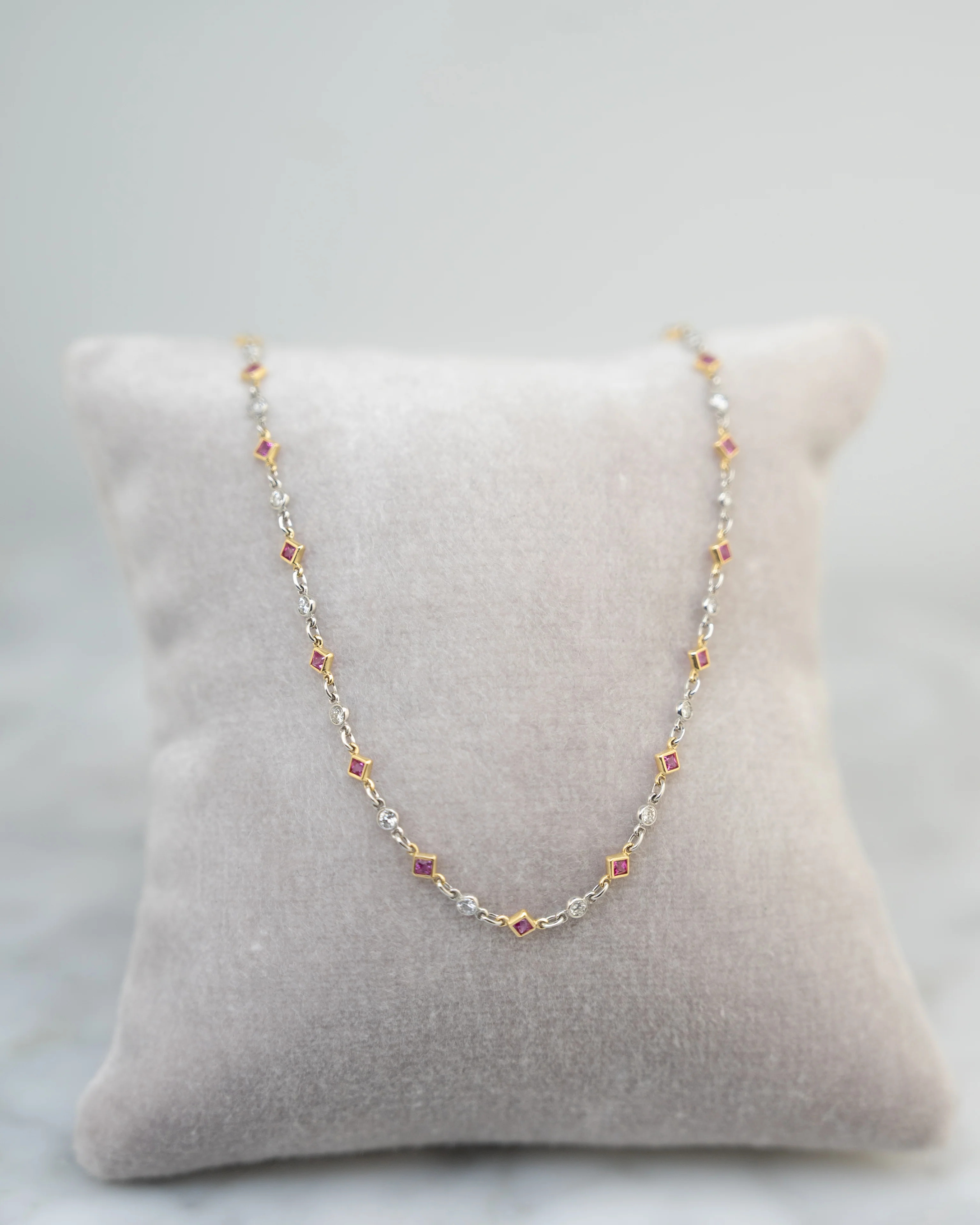 1.50 Pink Sapphire & Diamond Necklace in Platinum/18k - Image 5