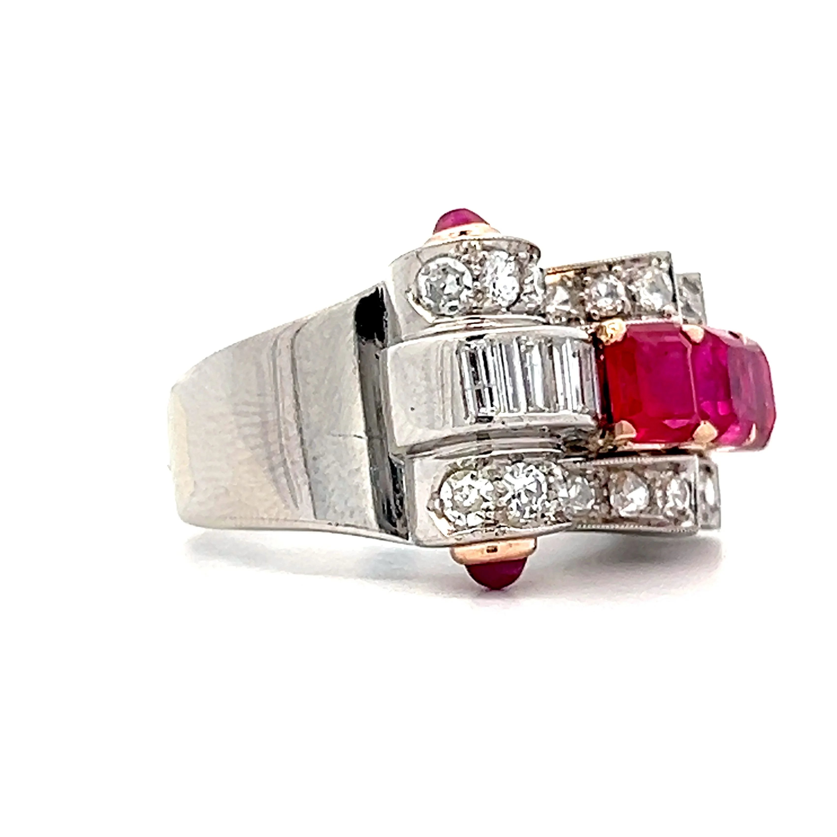 1.50 Ruby & Diamond Cocktail Ring in Platinum - Image 3