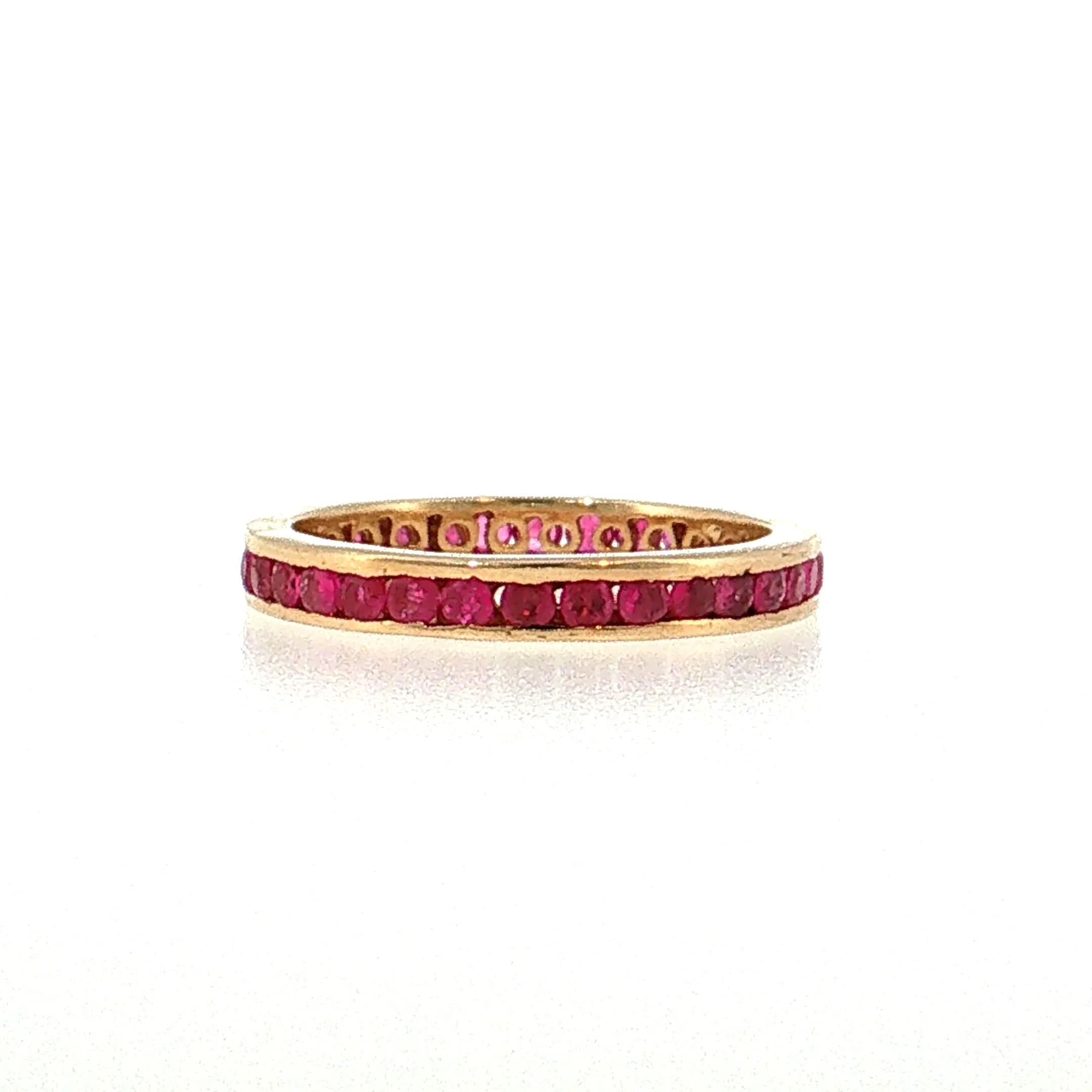 1.50 Ruby Eternity Wedding Band 14k Yellow Gold - Image 3